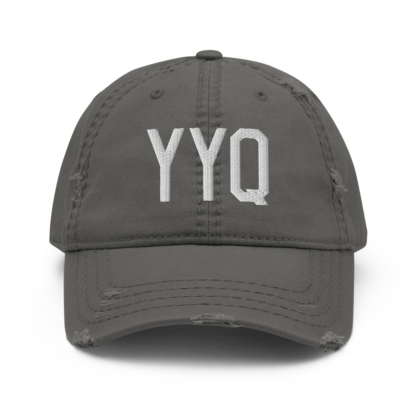 Airport Code Distressed Hat - White • YYQ Churchill • YHM Designs - Image 15