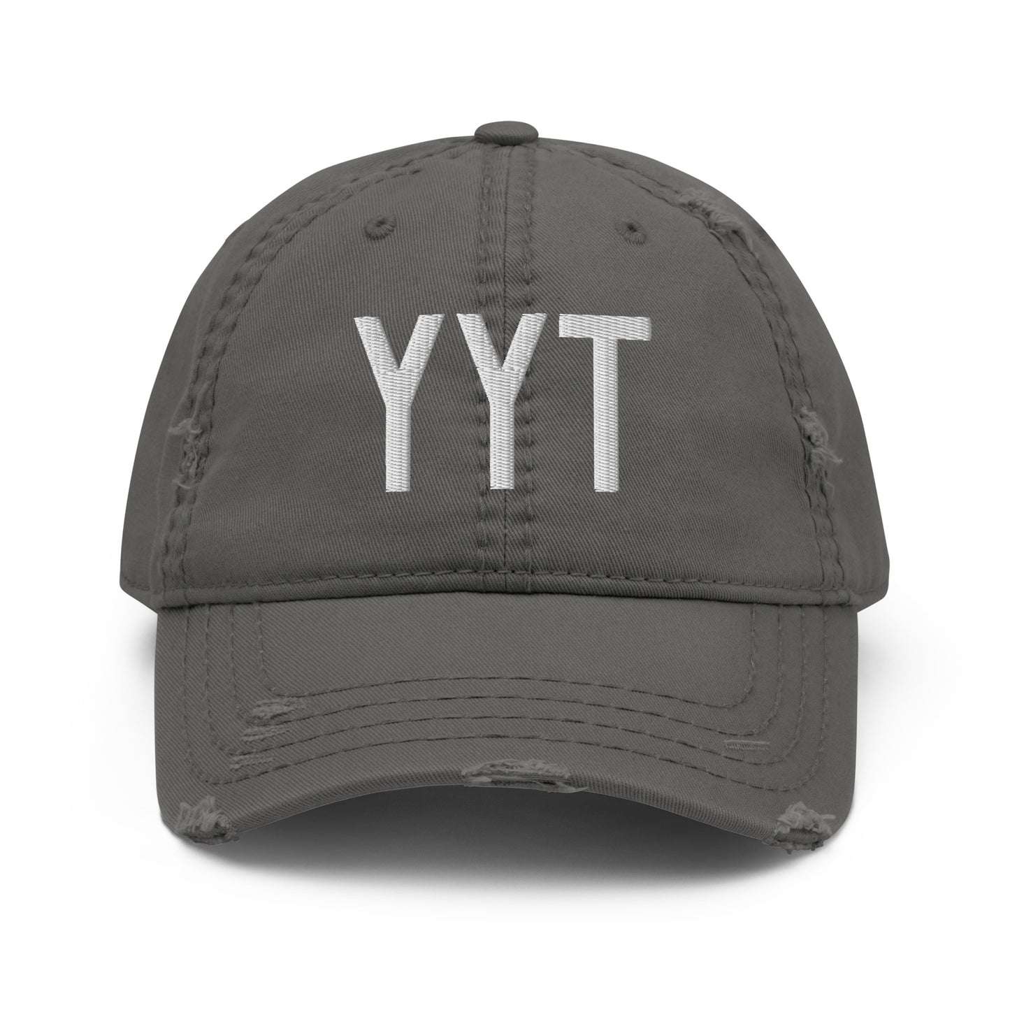 Airport Code Distressed Hat - White • YYT St. John's • YHM Designs - Image 15