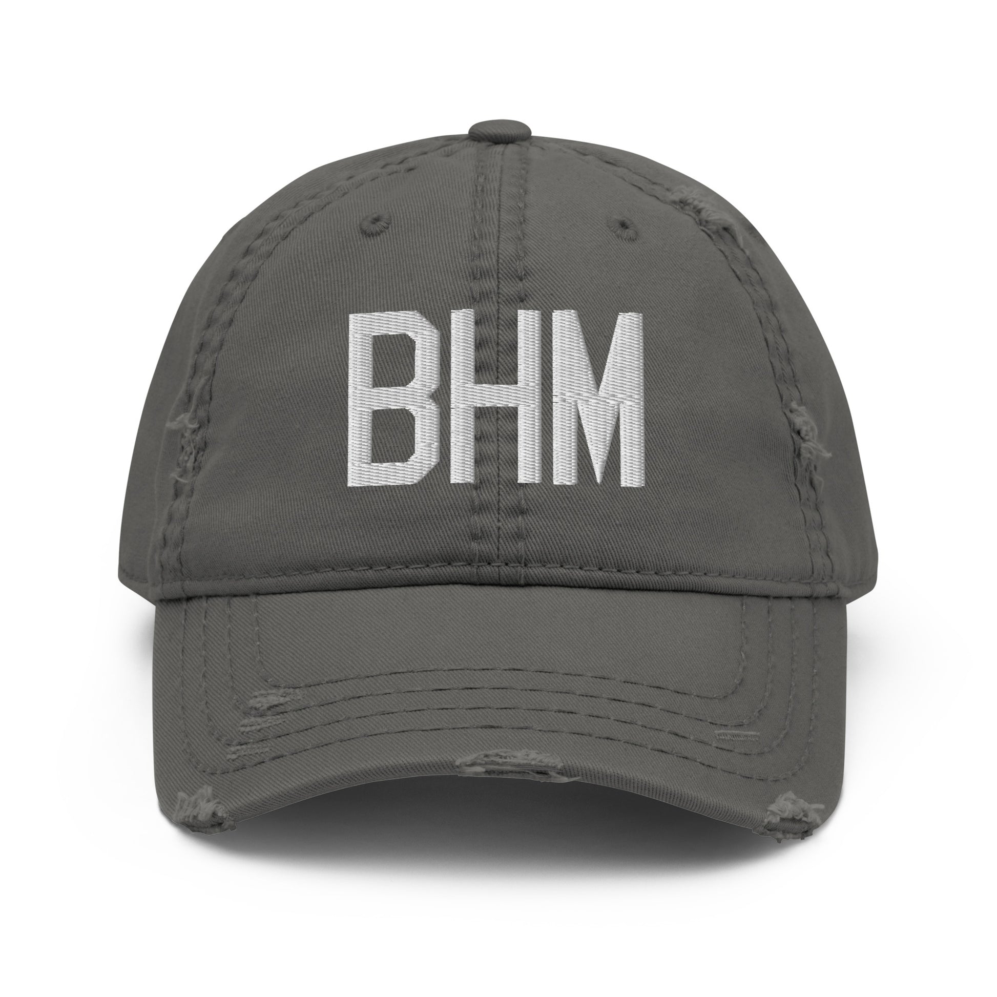 Airport Code Distressed Hat - White • BHM Birmingham • YHM Designs - Image 15