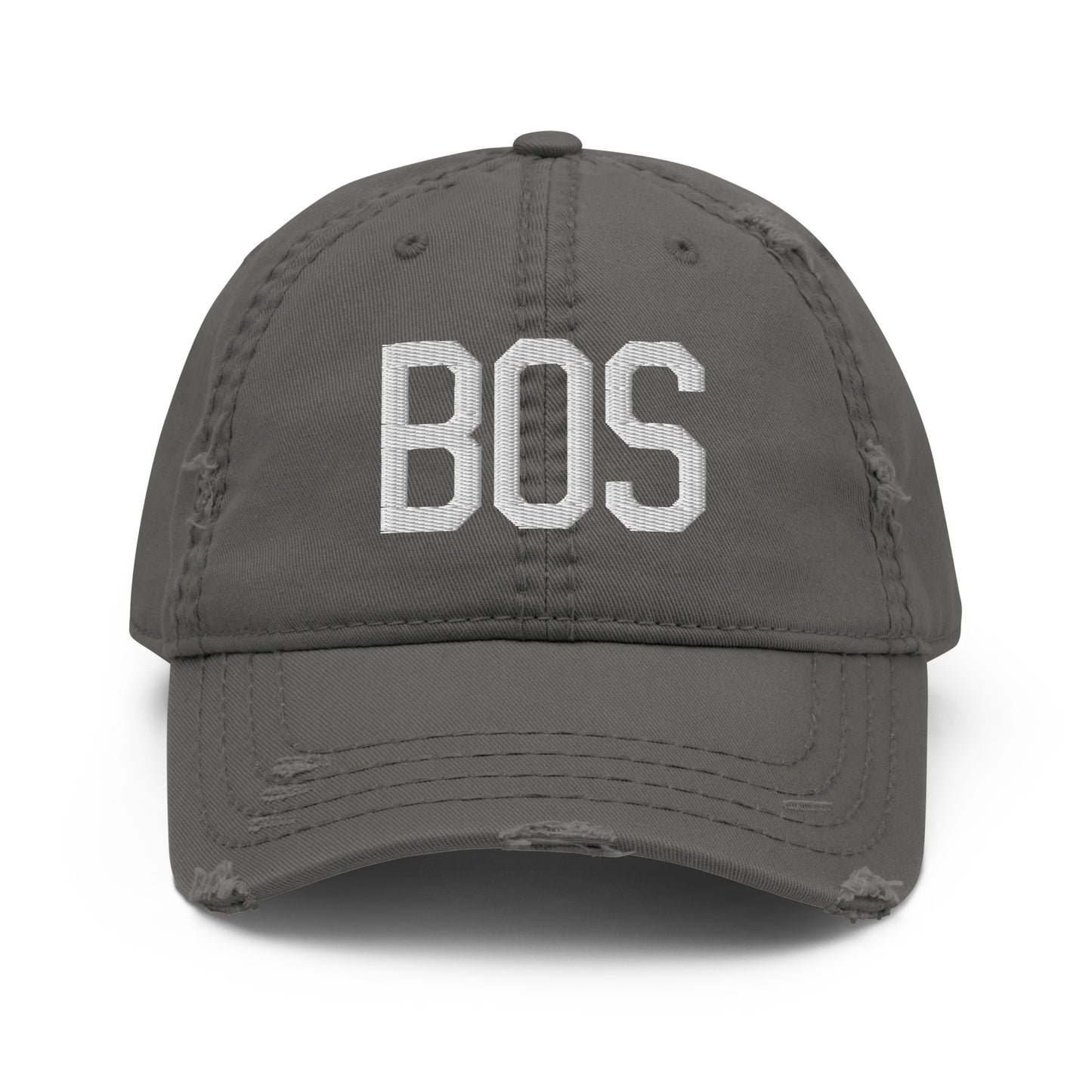 Airport Code Distressed Hat - White • BOS Boston • YHM Designs - Image 15