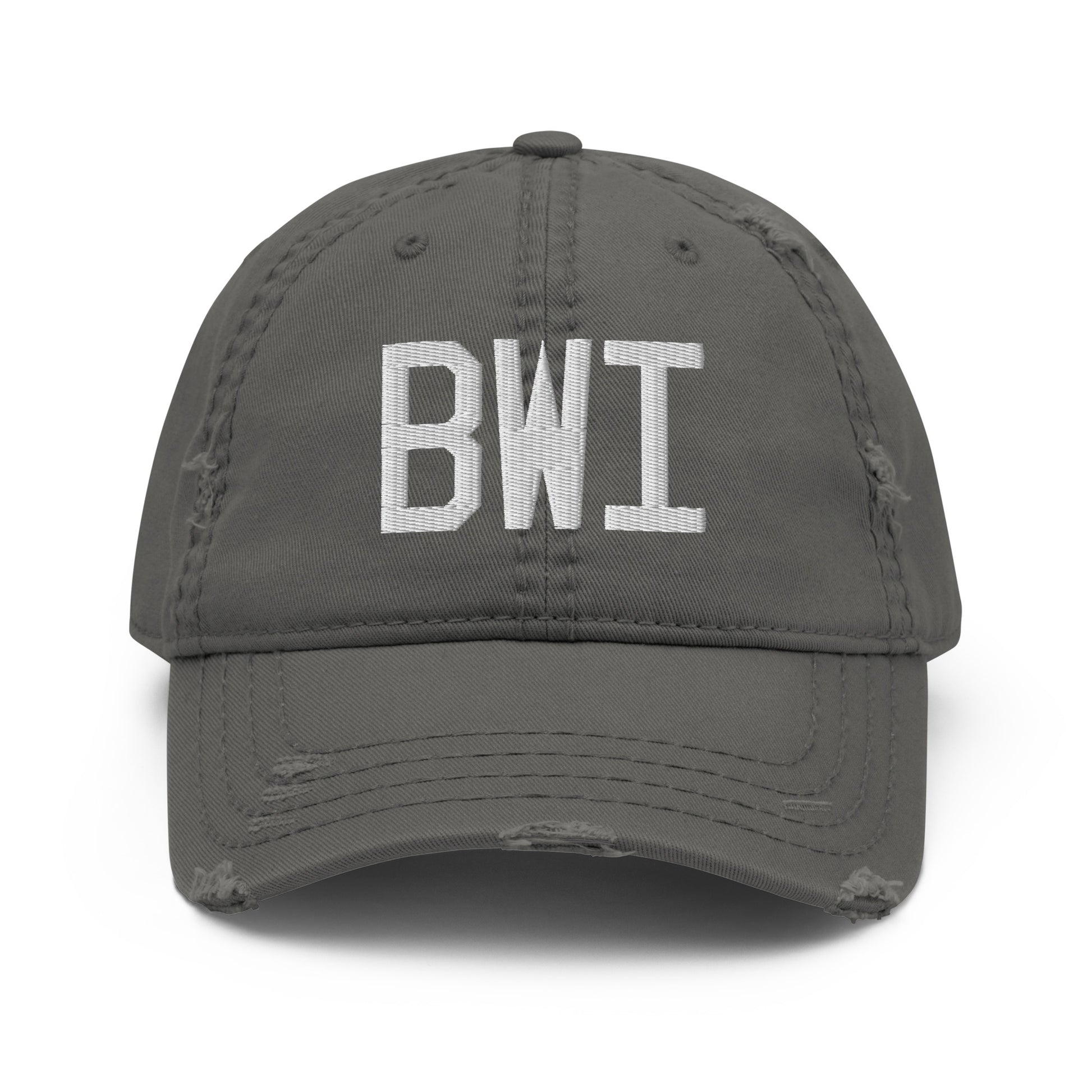 Airport Code Distressed Hat - White • BWI Baltimore • YHM Designs - Image 15