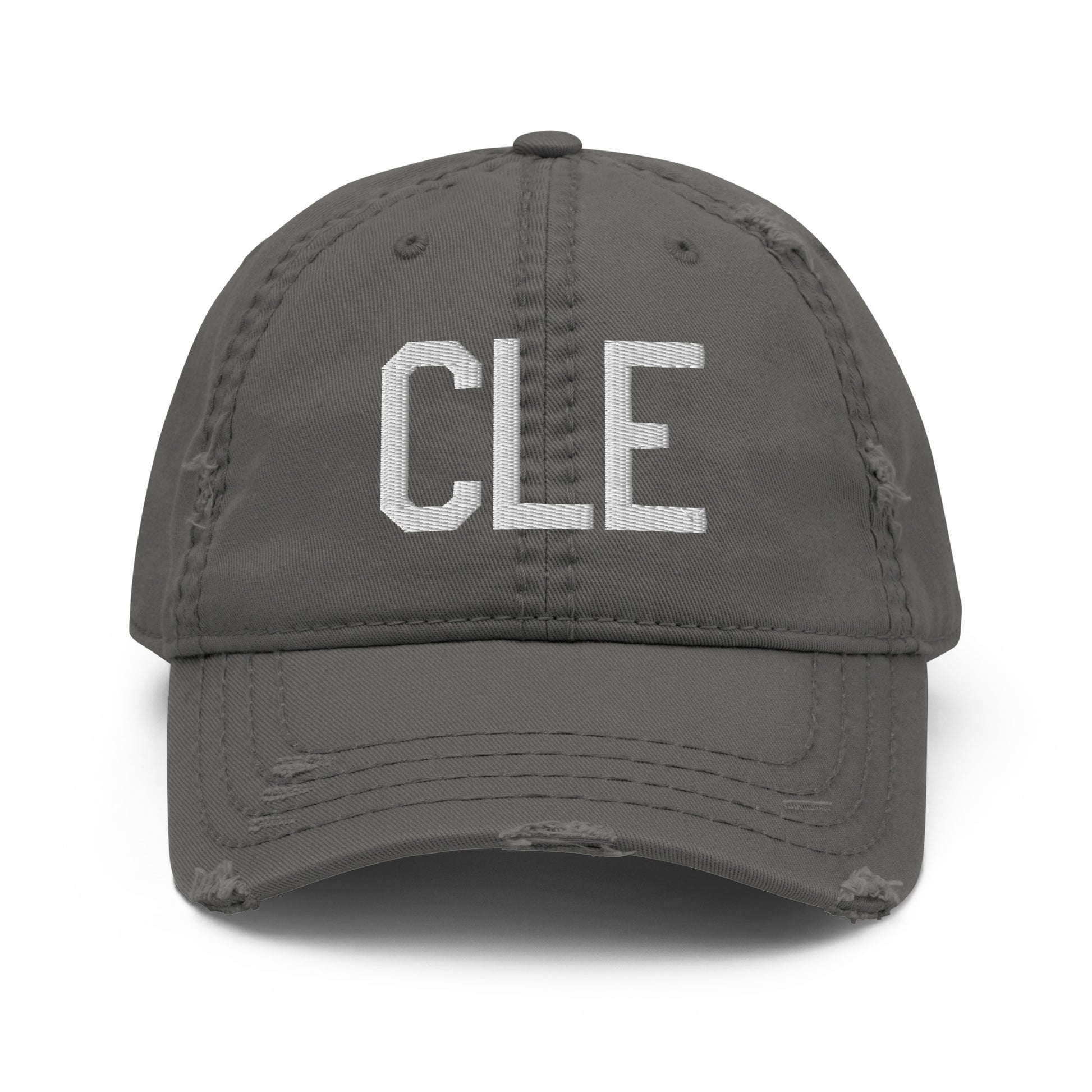 Airport Code Distressed Hat - White • CLE Cleveland • YHM Designs - Image 15