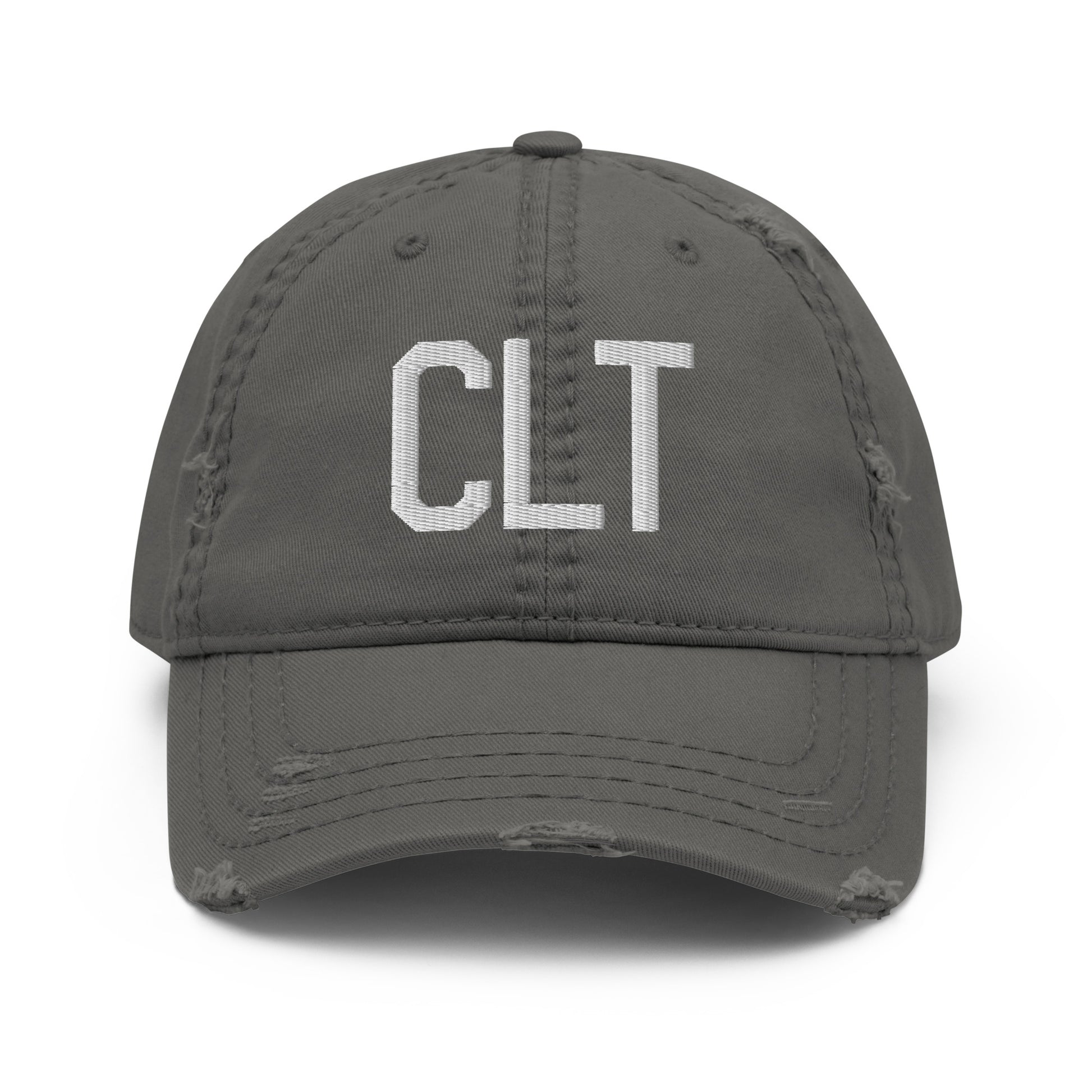 Airport Code Distressed Hat - White • CLT Charlotte • YHM Designs - Image 15