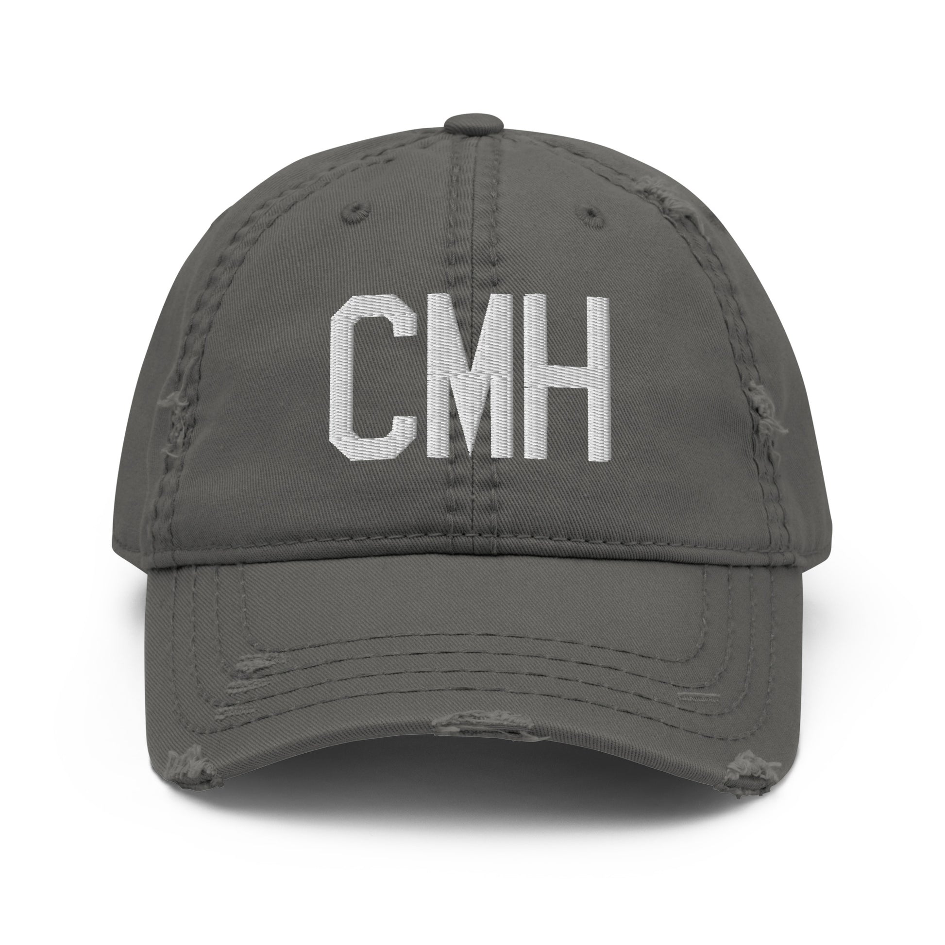 Airport Code Distressed Hat - White • CMH Columbus • YHM Designs - Image 15