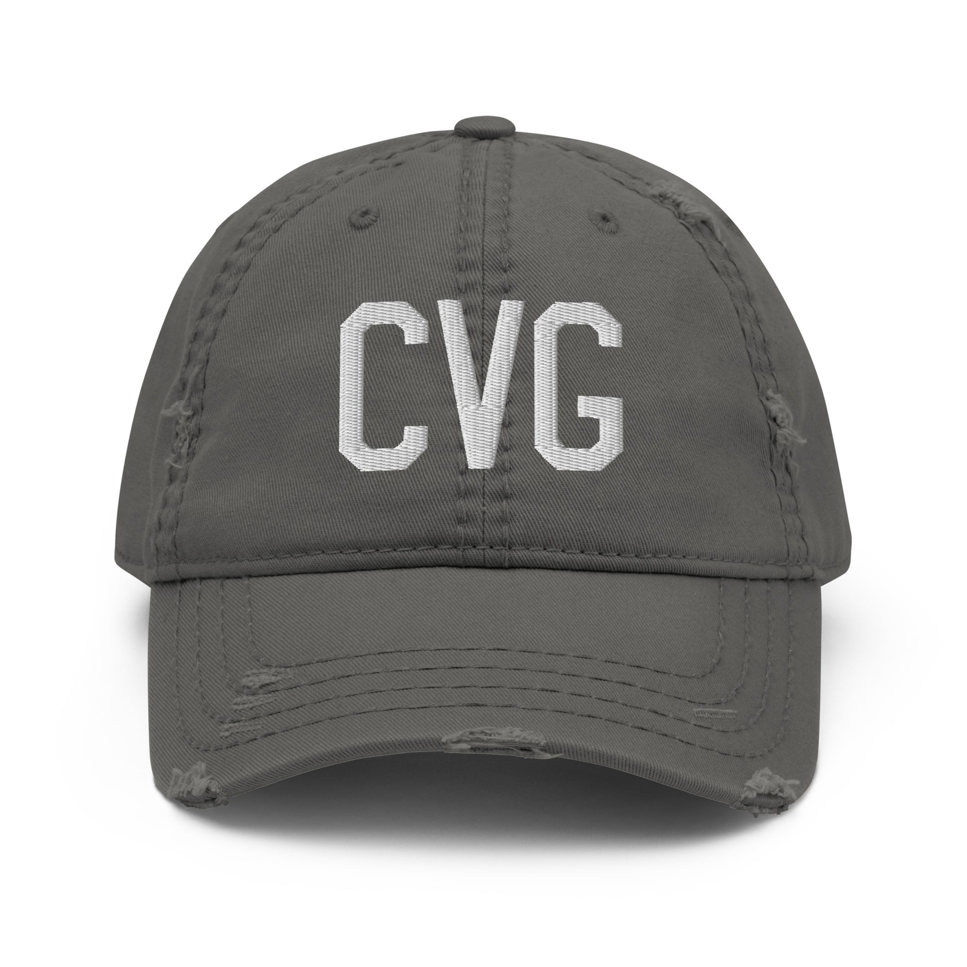 Airport Code Distressed Hat - White • CVG Cincinnati • YHM Designs - Image 15