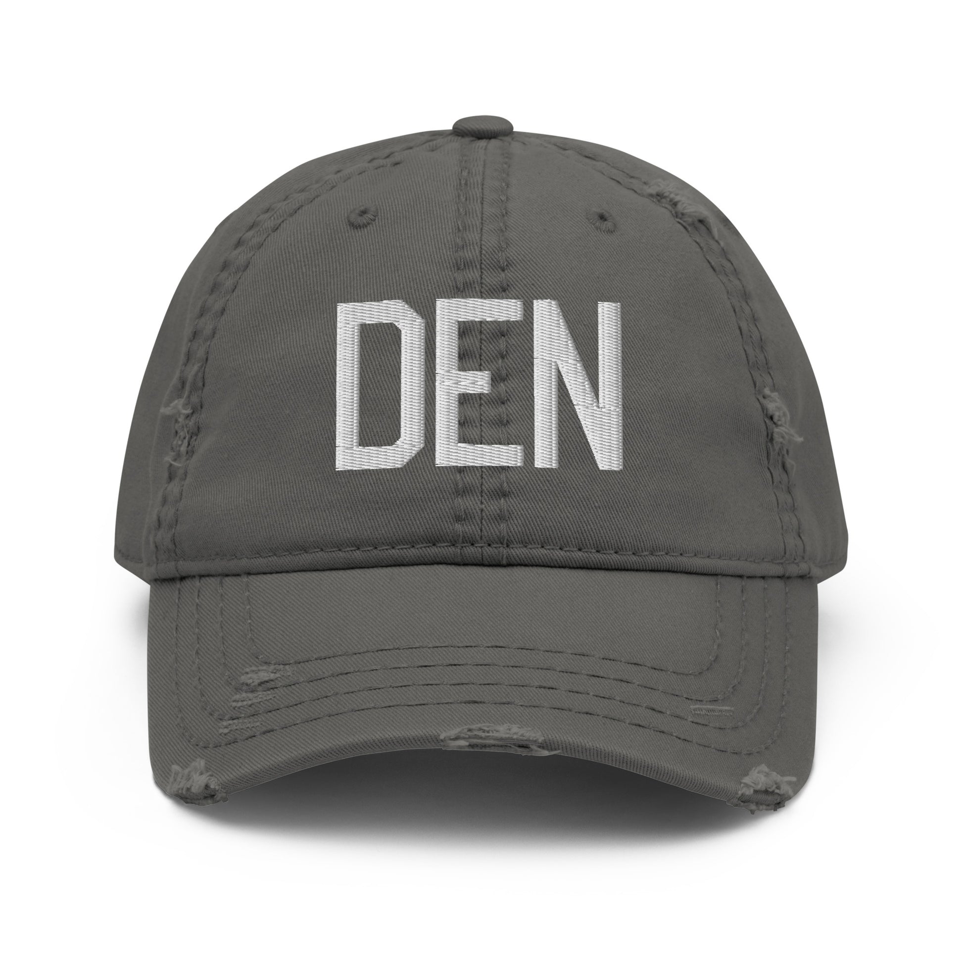 Airport Code Distressed Hat - White • DEN Denver • YHM Designs - Image 15