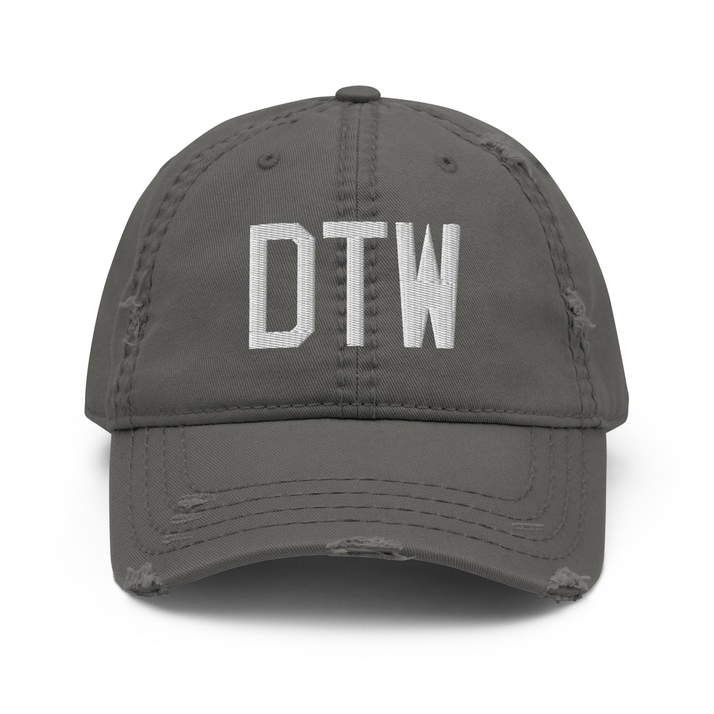 Airport Code Distressed Hat - White • DTW Detroit • YHM Designs - Image 15