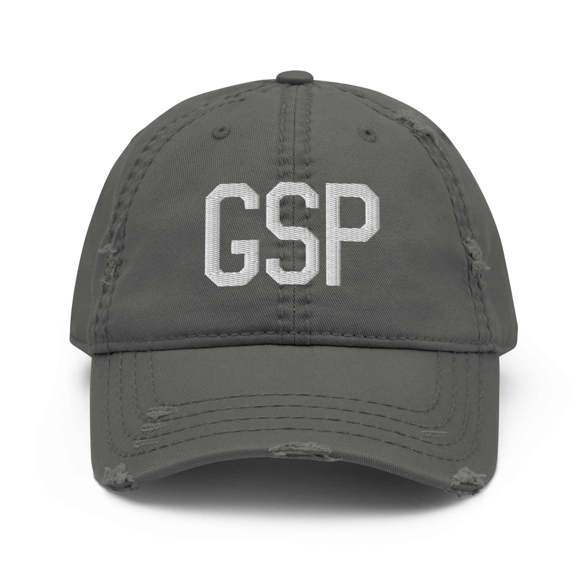 Airport Code Distressed Hat - White • GSP Greenville-Spartanburg • YHM Designs - Image 15