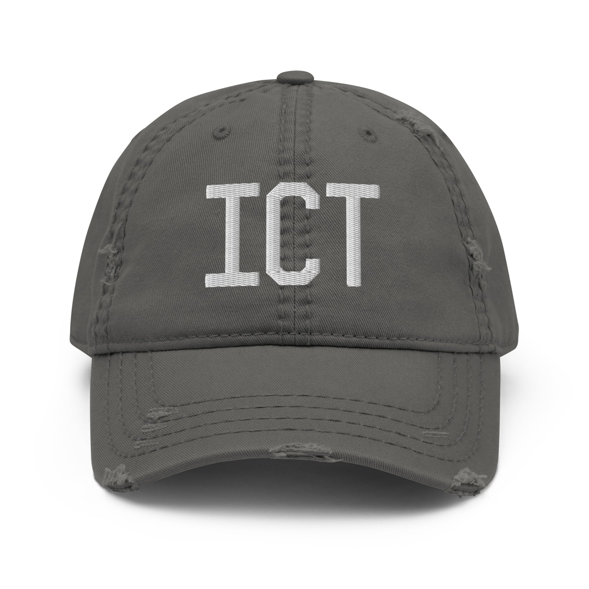 Airport Code Distressed Hat - White • ICT Wichita • YHM Designs - Image 15