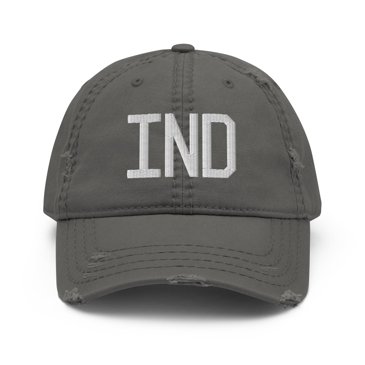 Airport Code Distressed Hat - White • IND Indianapolis • YHM Designs - Image 15