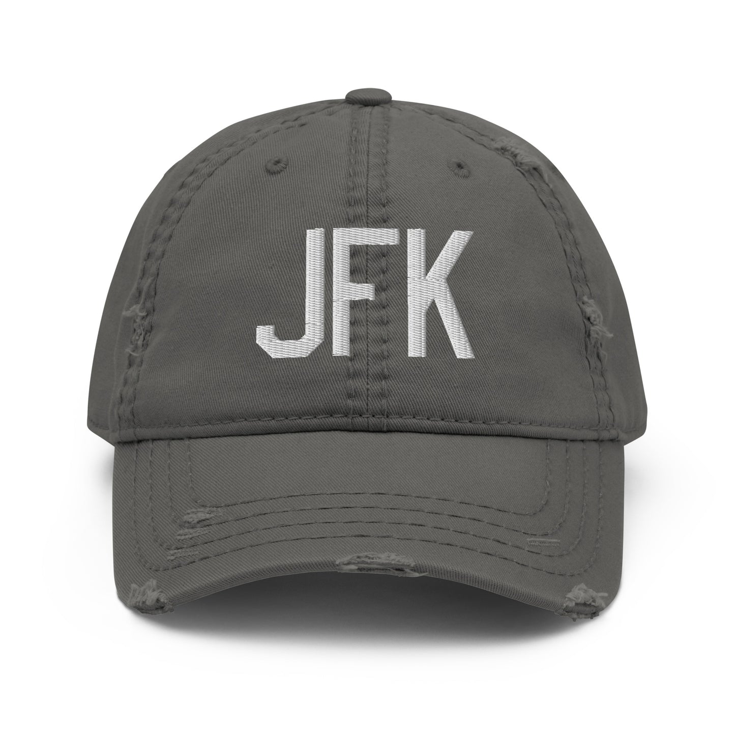 Airport Code Distressed Hat - White • JFK New York • YHM Designs - Image 15
