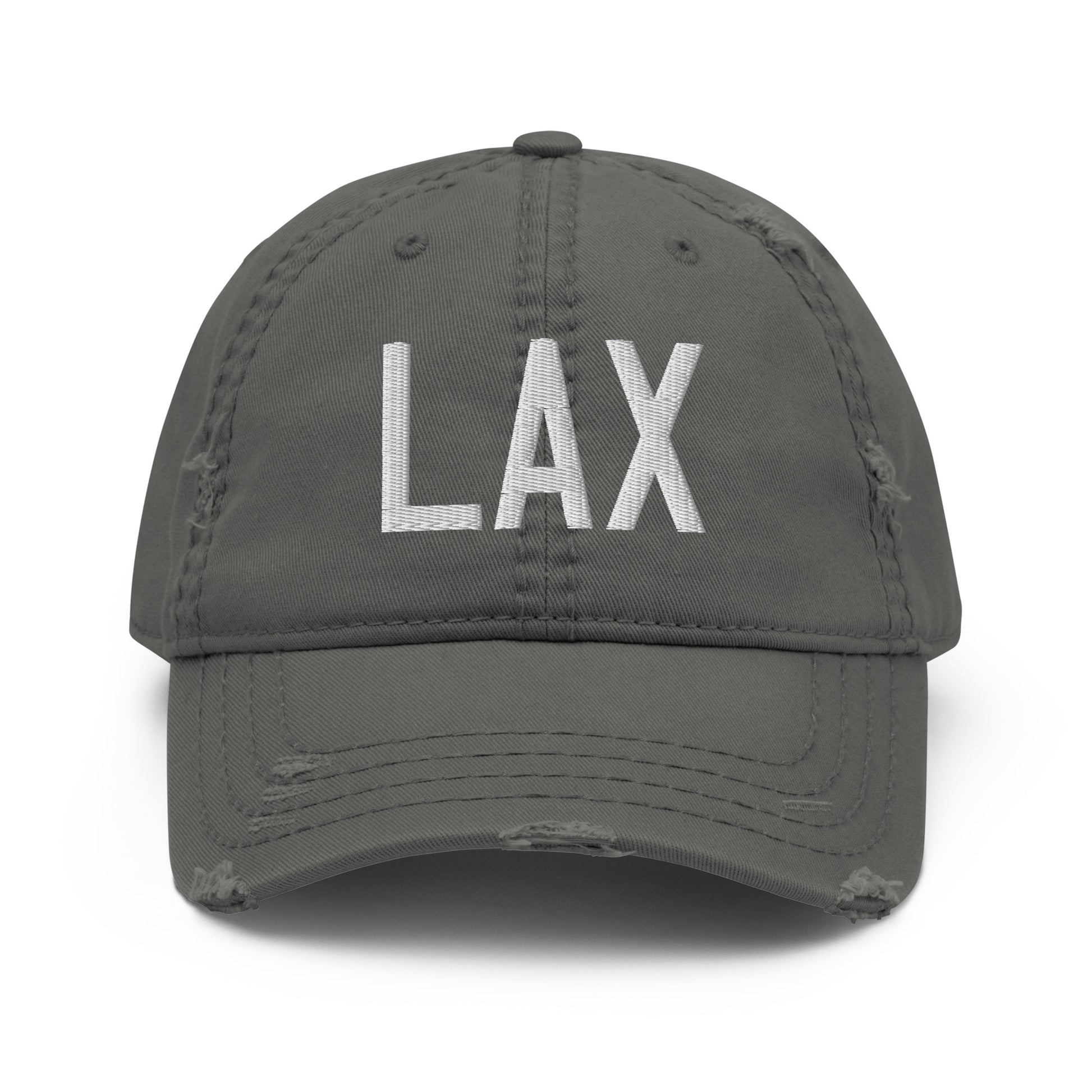 Airport Code Distressed Hat - White • LAX Los Angeles • YHM Designs - Image 15
