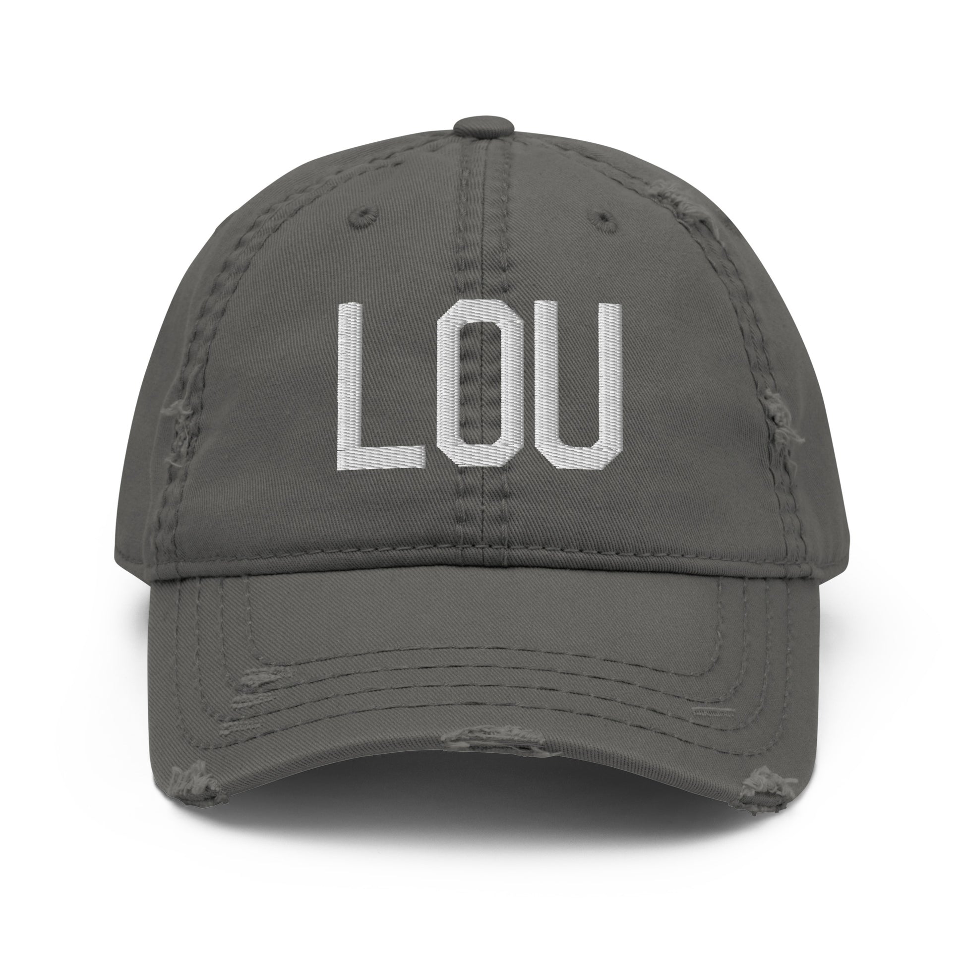 Airport Code Distressed Hat - White • LOU Louisville • YHM Designs - Image 15