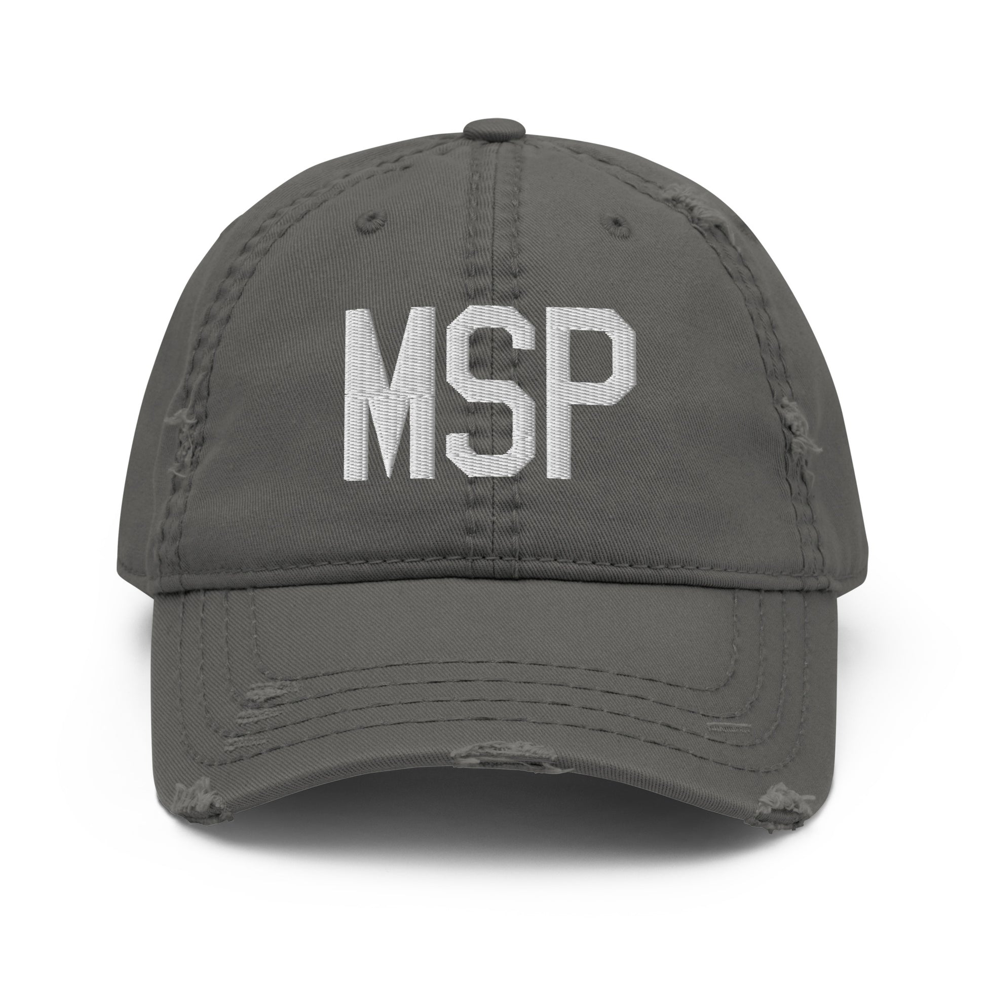 Airport Code Distressed Hat - White • MSP Minneapolis • YHM Designs - Image 15
