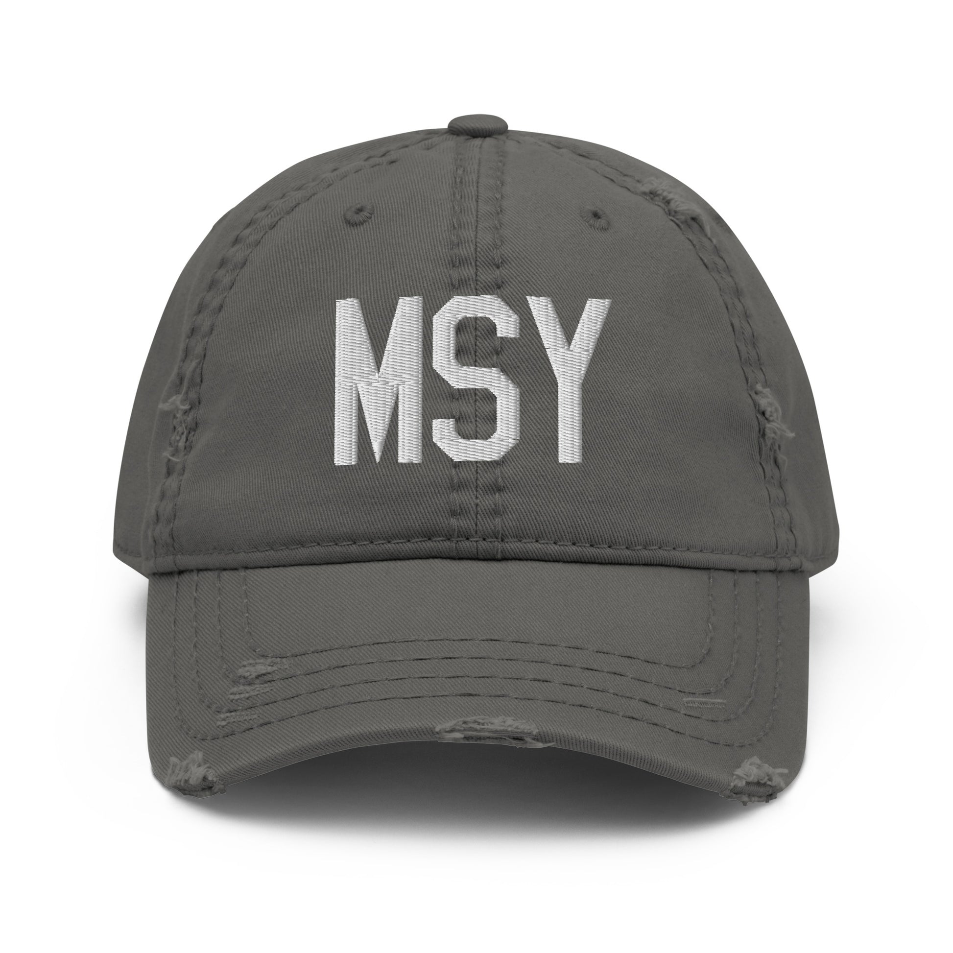 Airport Code Distressed Hat - White • MSY New Orleans • YHM Designs - Image 15