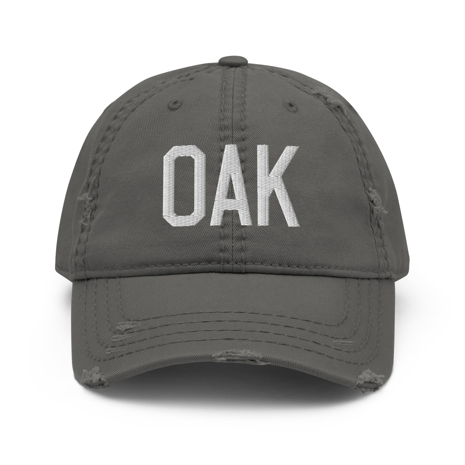 Airport Code Distressed Hat - White • OAK Oakland • YHM Designs - Image 15