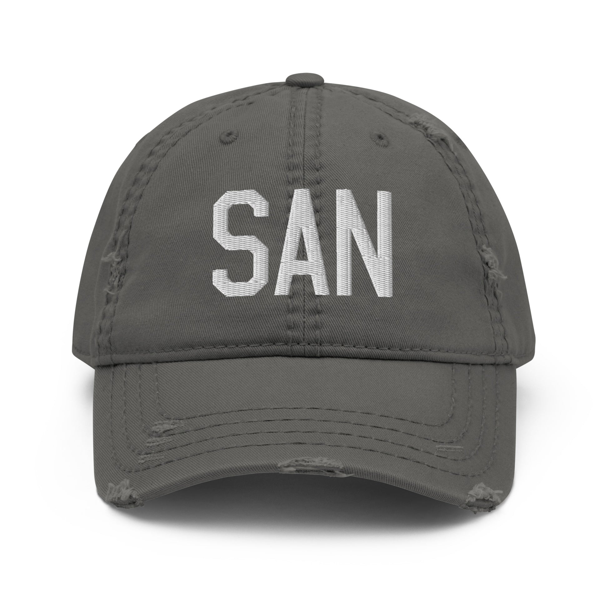 Airport Code Distressed Hat - White • SAN San Diego • YHM Designs - Image 15