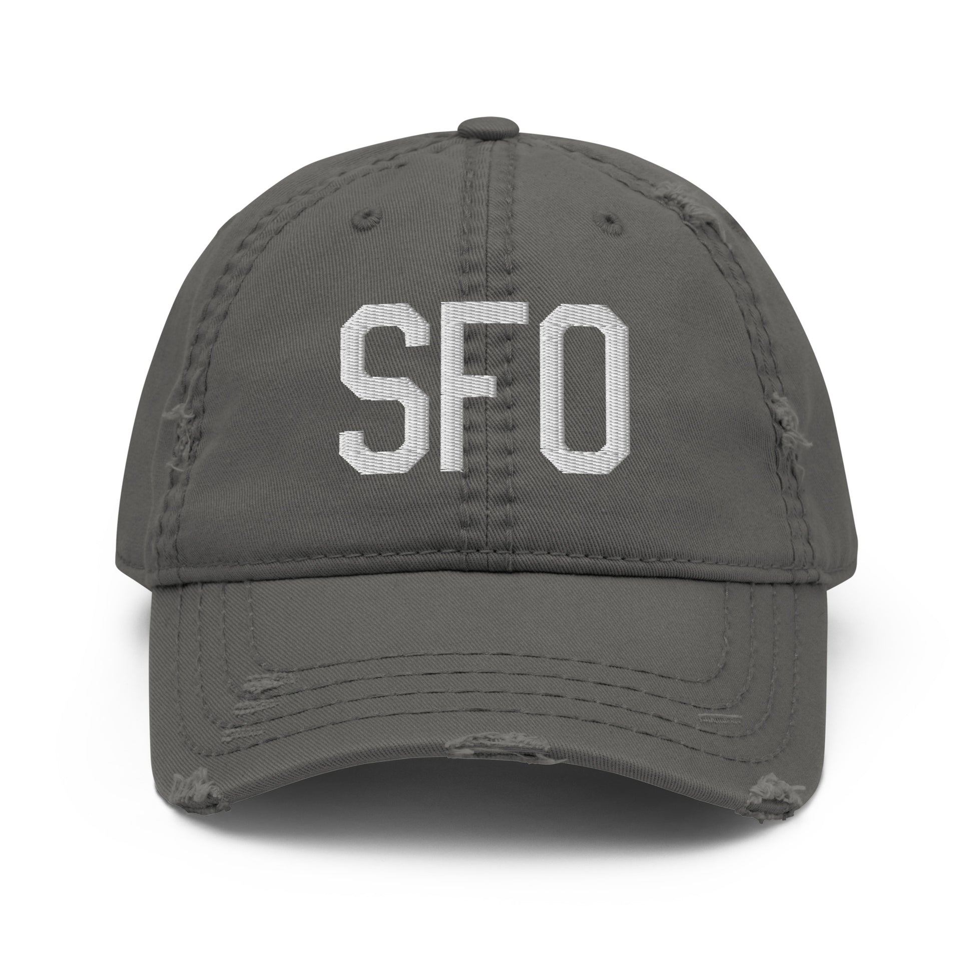 Airport Code Distressed Hat - White • SFO San Francisco • YHM Designs - Image 15