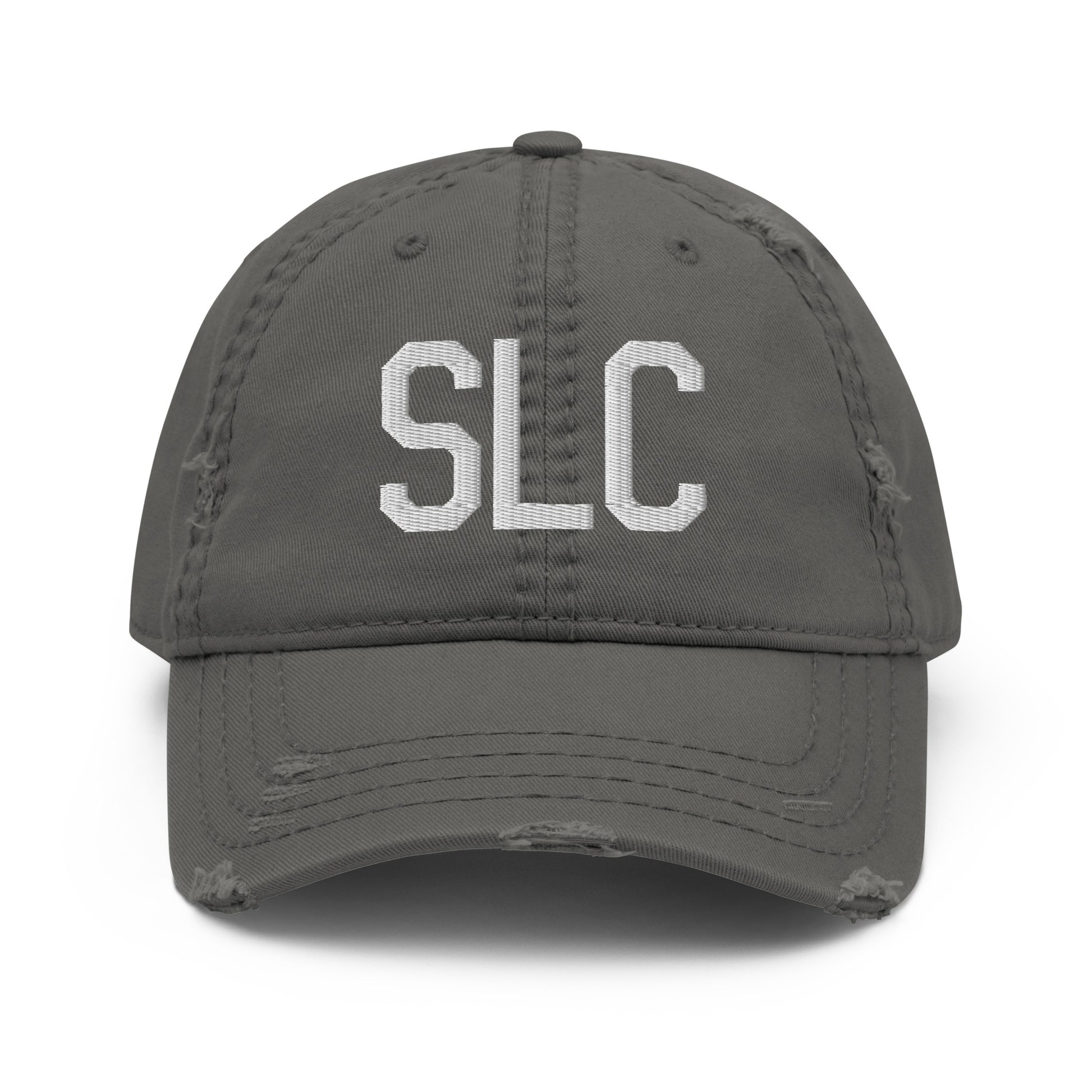 Airport Code Distressed Hat - White • SLC Salt Lake City • YHM Designs - Image 15