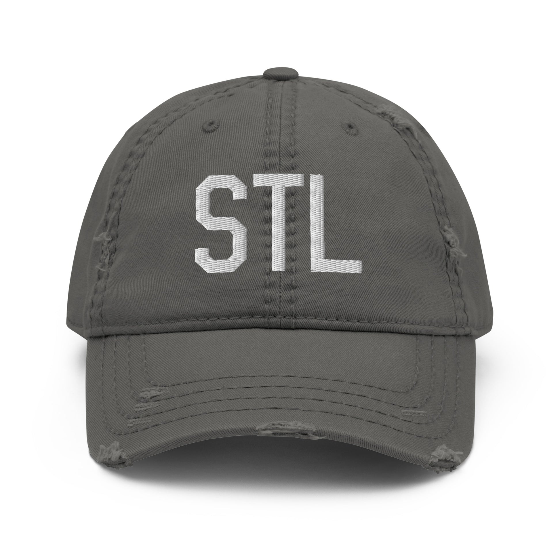 Airport Code Distressed Hat - White • STL St. Louis • YHM Designs - Image 15