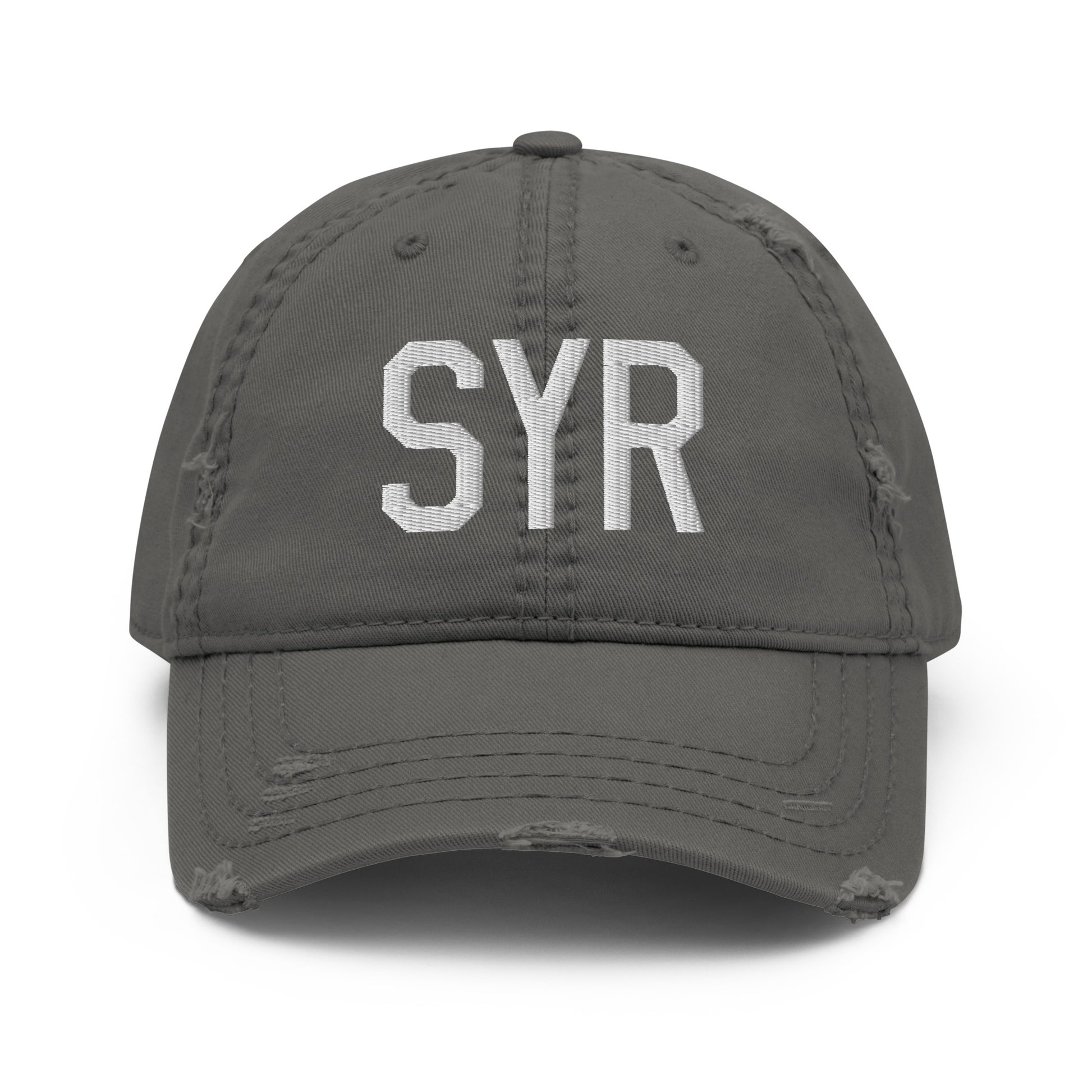 Airport Code Distressed Hat - White • SYR Syracuse • YHM Designs - Image 15
