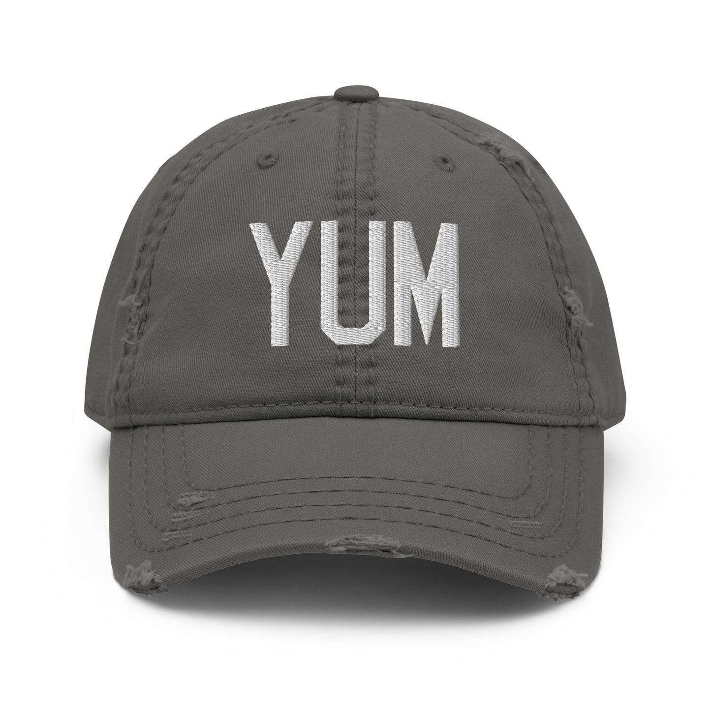 Airport Code Distressed Hat - White • YUM Yuma • YHM Designs - Image 15
