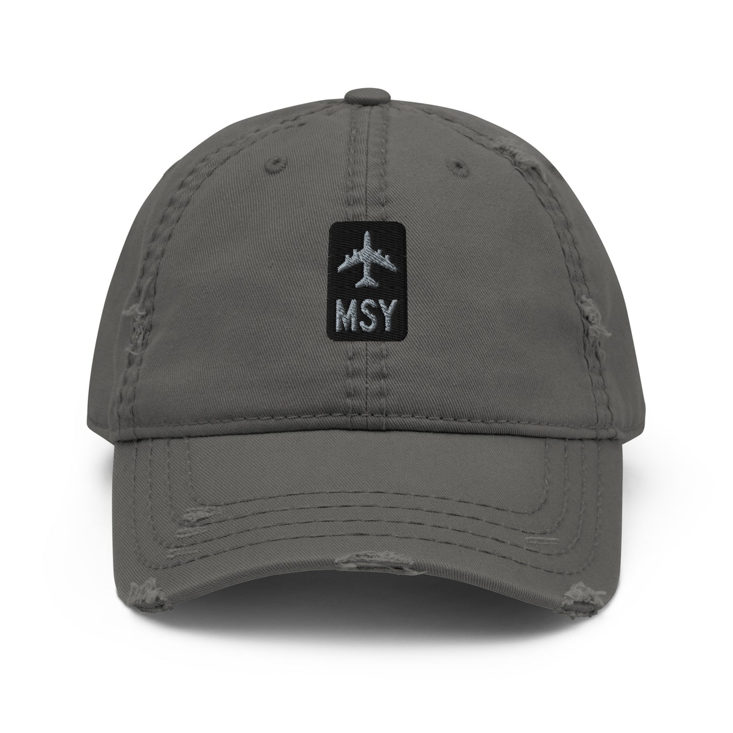 Jetliner Distressed Dad Hat • Grey • MSY New Orleans • YHM Designs - Image 07