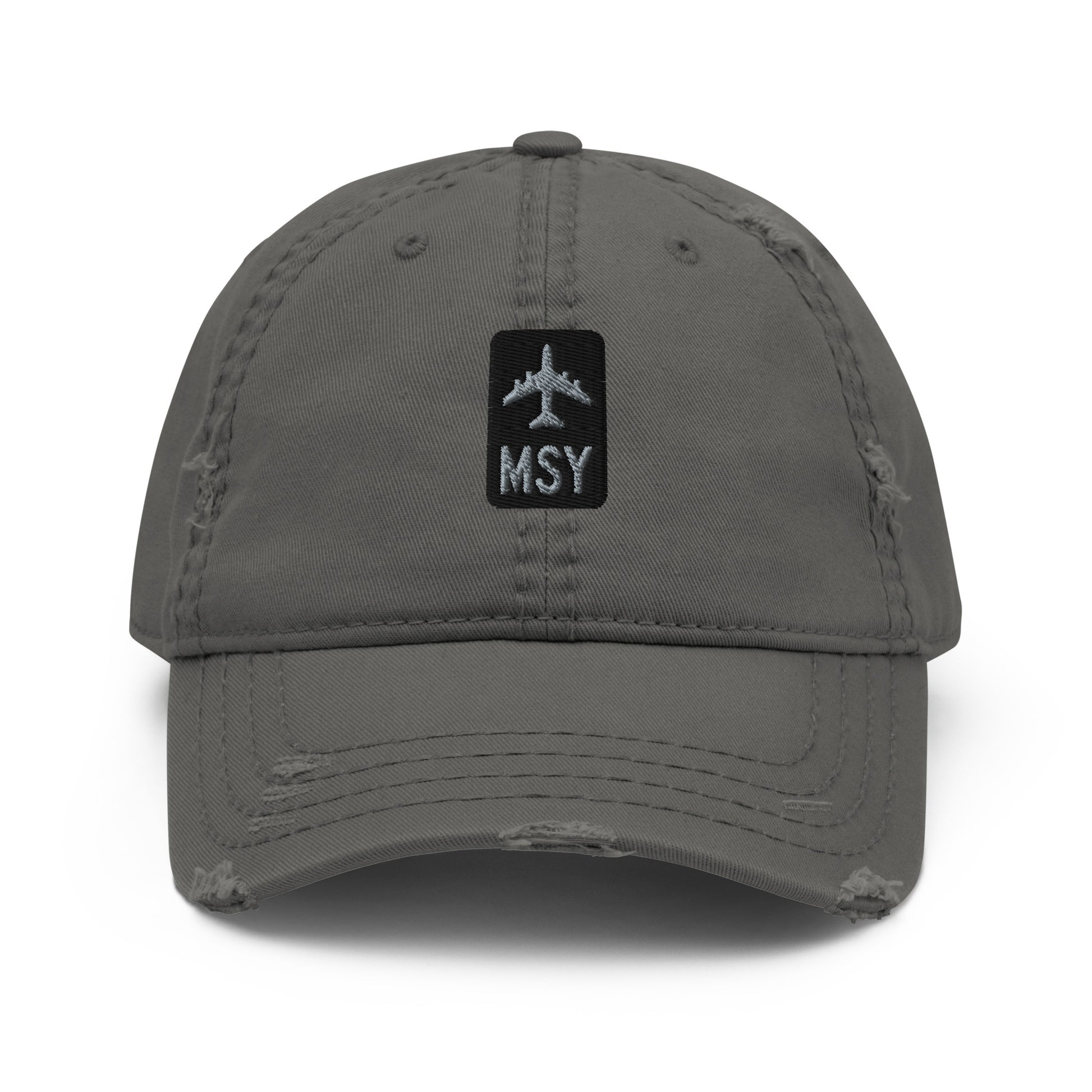 Jetliner Distressed Dad Hat • Grey • MSY New Orleans • YHM Designs - Image 07