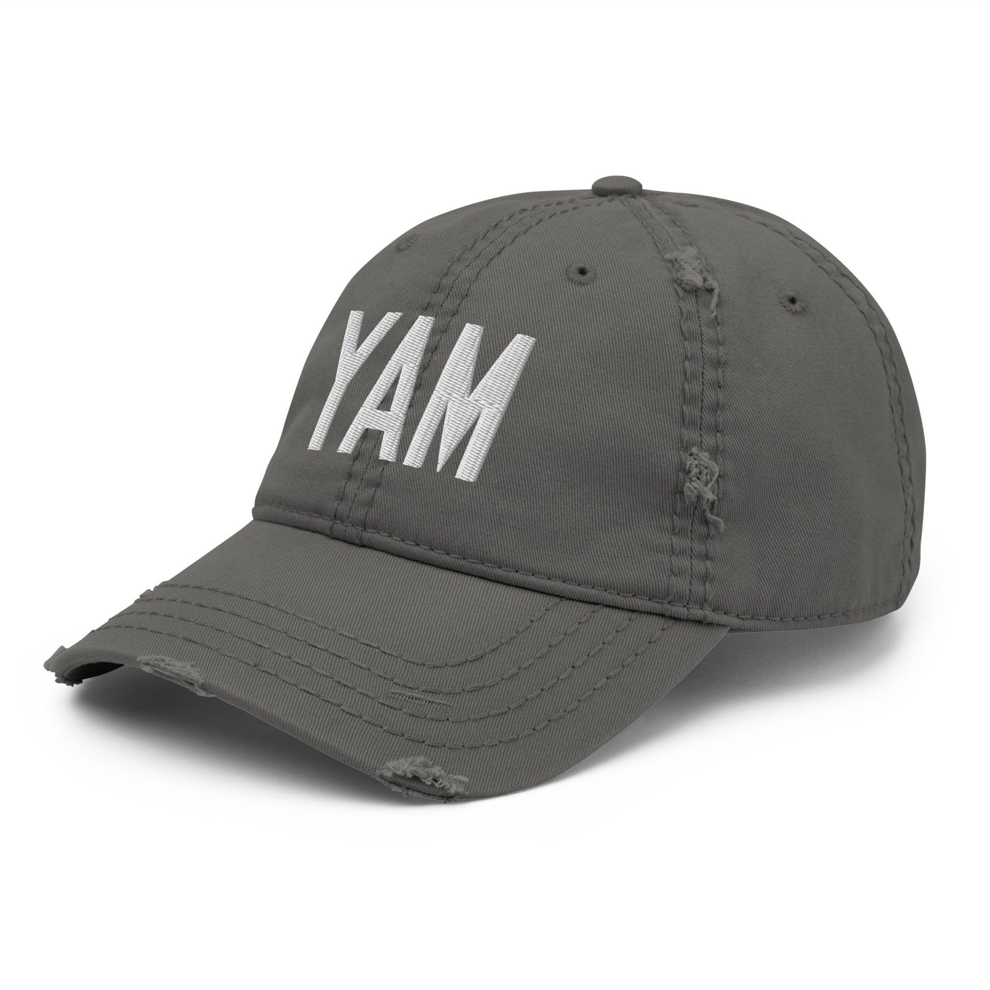 Airport Code Distressed Hat - White • YAM Sault-Ste-Marie • YHM Designs - Image 16