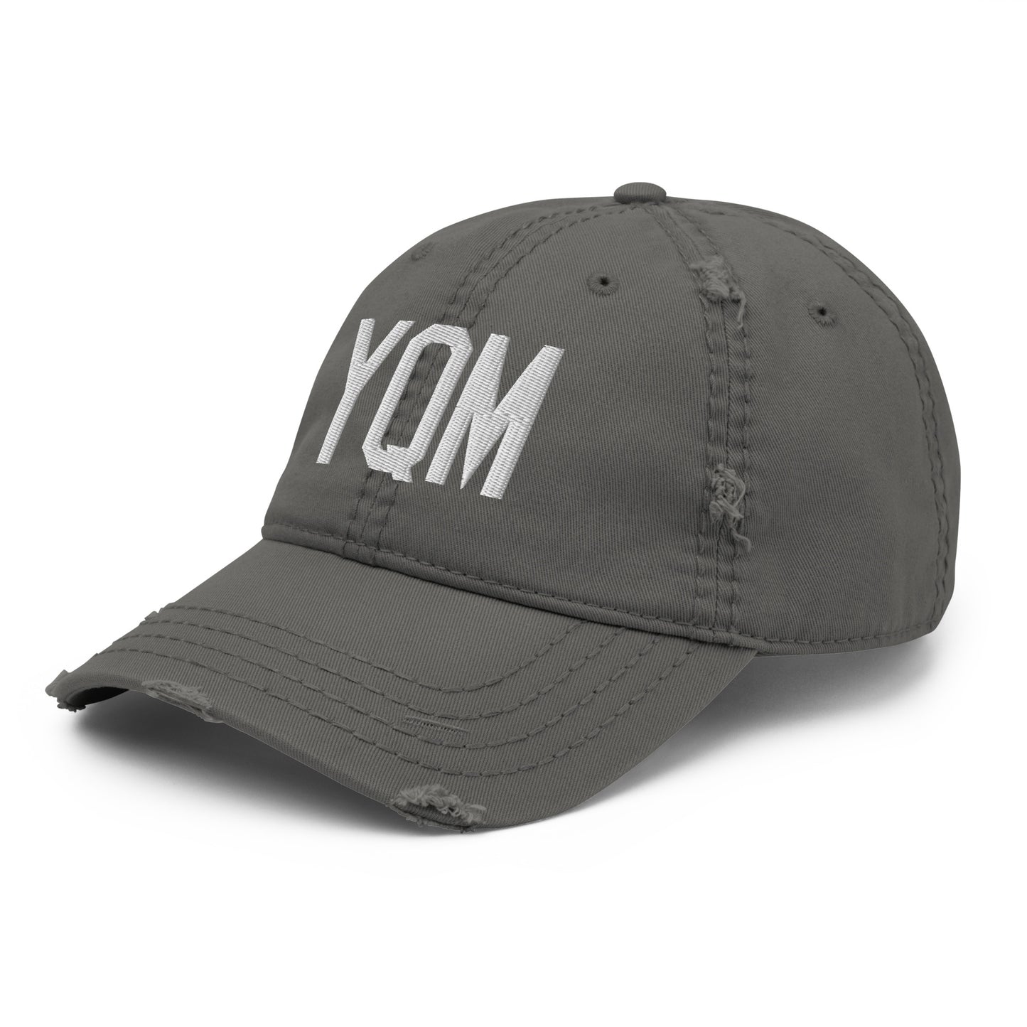 Airport Code Distressed Hat - White • YQM Moncton • YHM Designs - Image 16