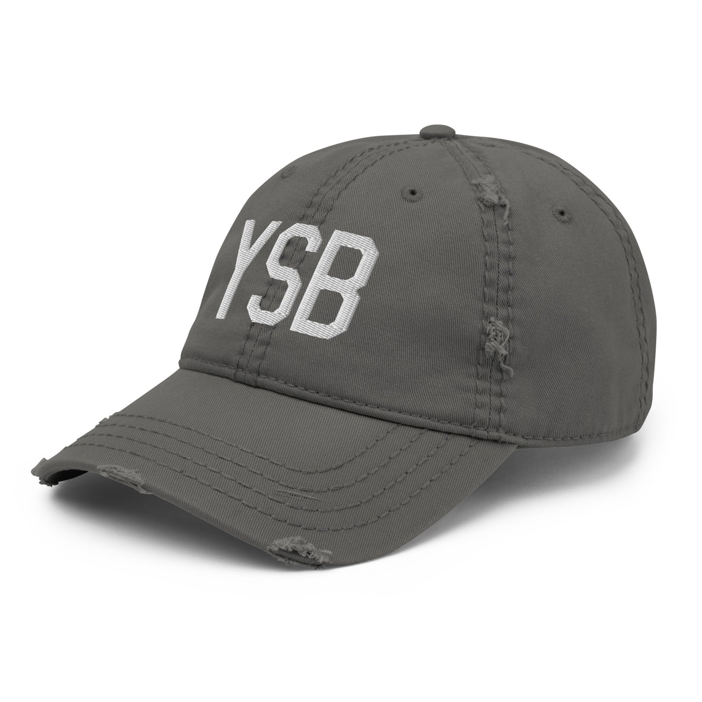 Airport Code Distressed Hat - White • YSB Sudbury • YHM Designs - Image 16