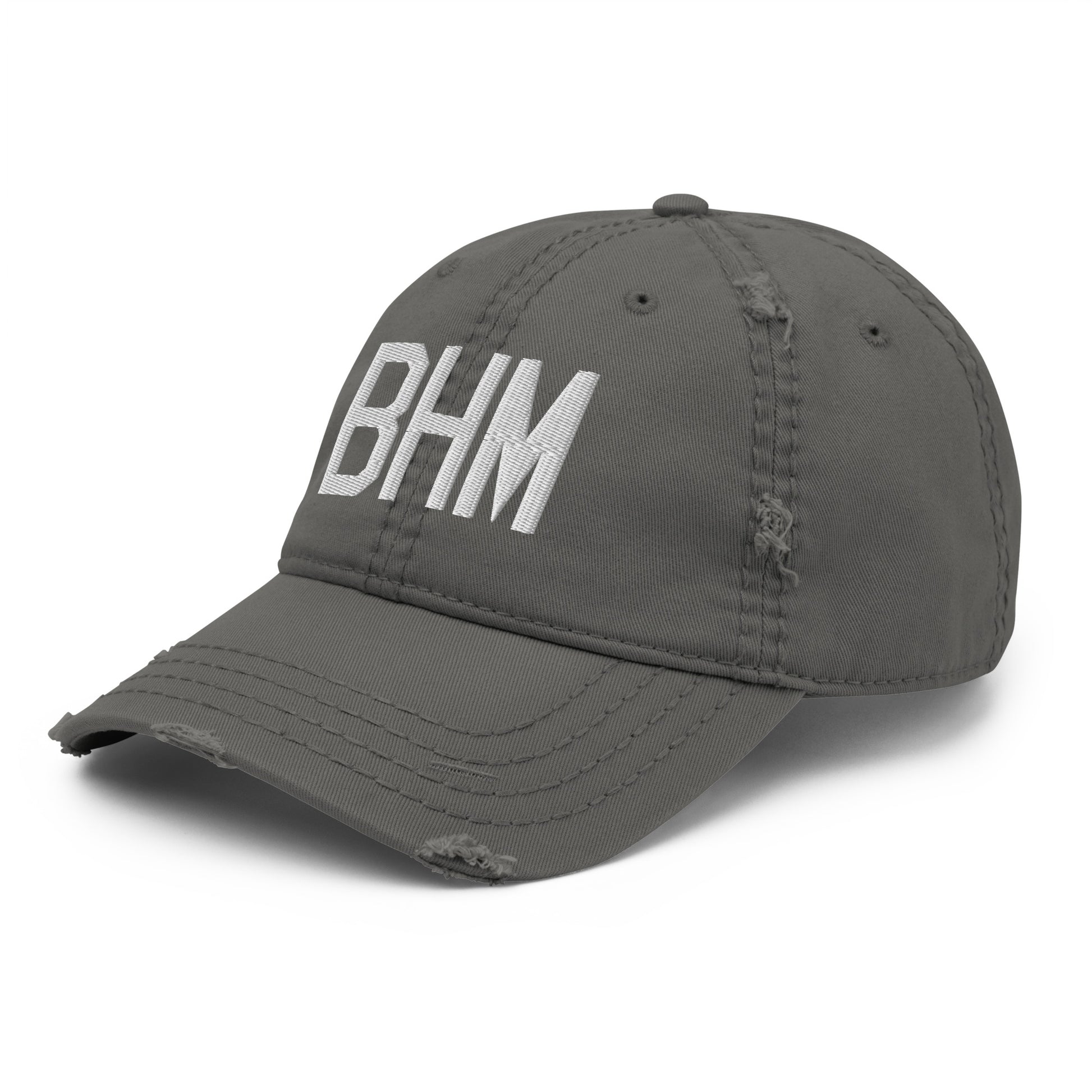 Airport Code Distressed Hat - White • BHM Birmingham • YHM Designs - Image 16