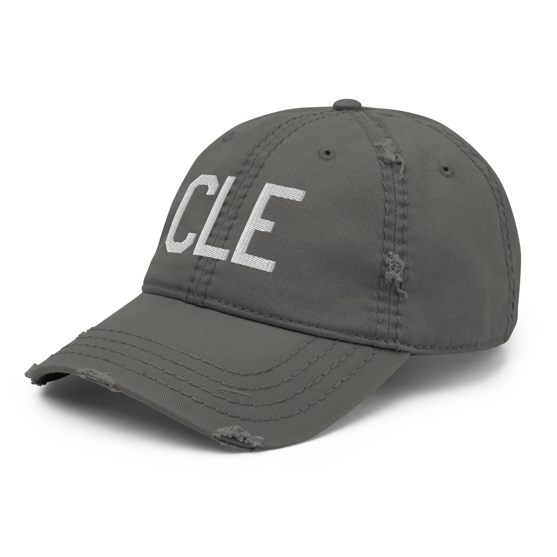 Airport Code Distressed Hat - White • CLE Cleveland • YHM Designs - Image 16