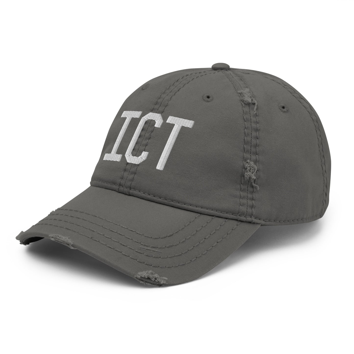 Airport Code Distressed Hat - White • ICT Wichita • YHM Designs - Image 16