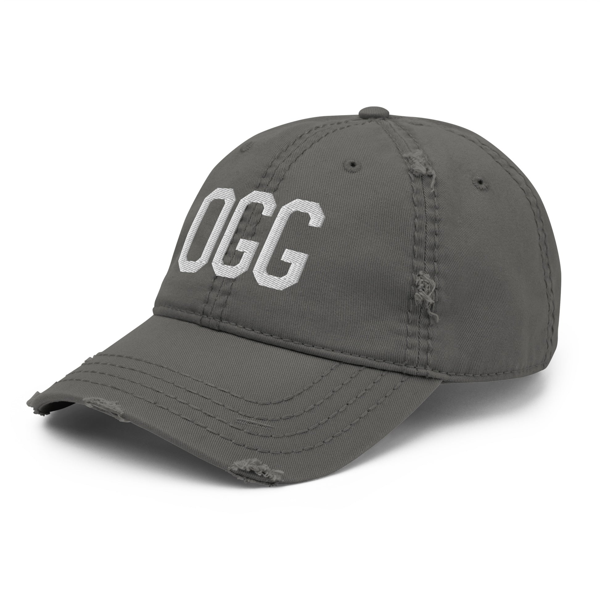 Airport Code Distressed Hat - White • OGG Maui • YHM Designs - Image 16