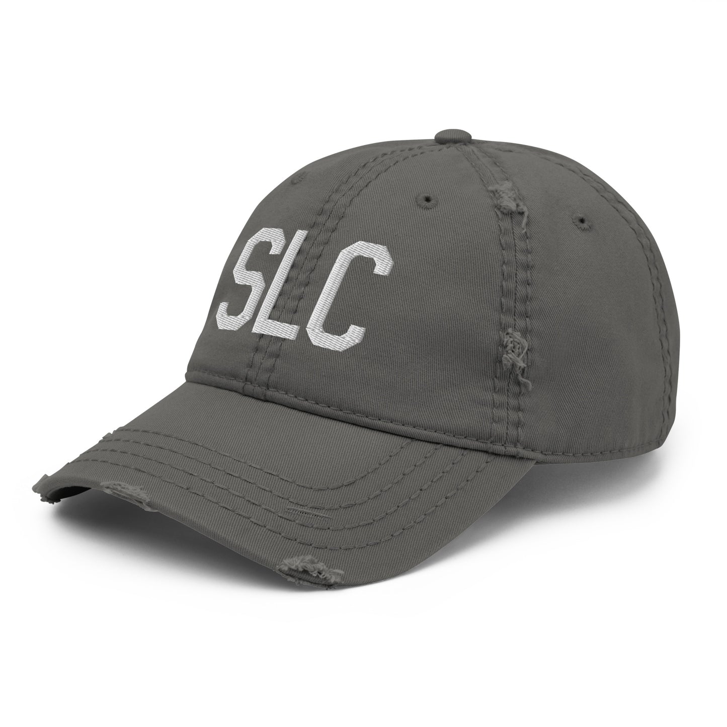 Airport Code Distressed Hat - White • SLC Salt Lake City • YHM Designs - Image 16