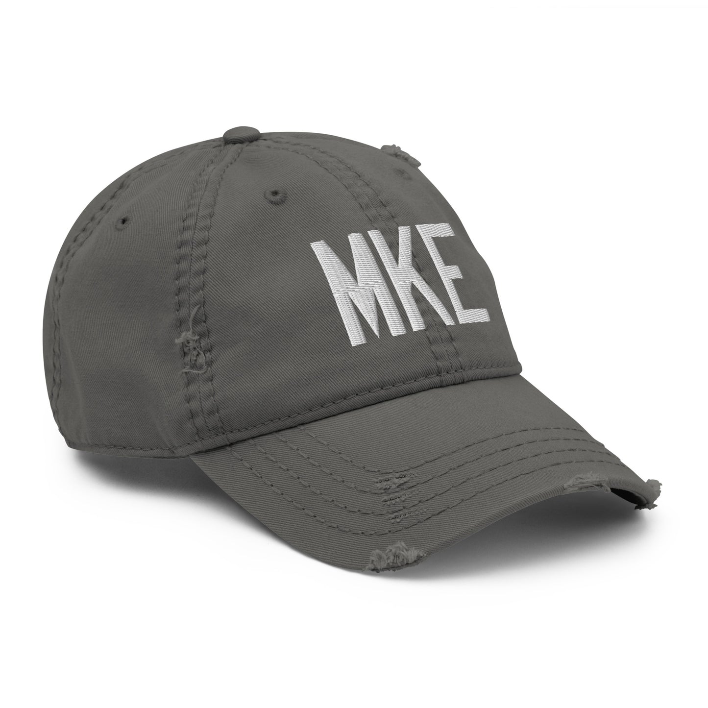 Airport Code Distressed Hat - White • MKE Milwaukee • YHM Designs - Image 17