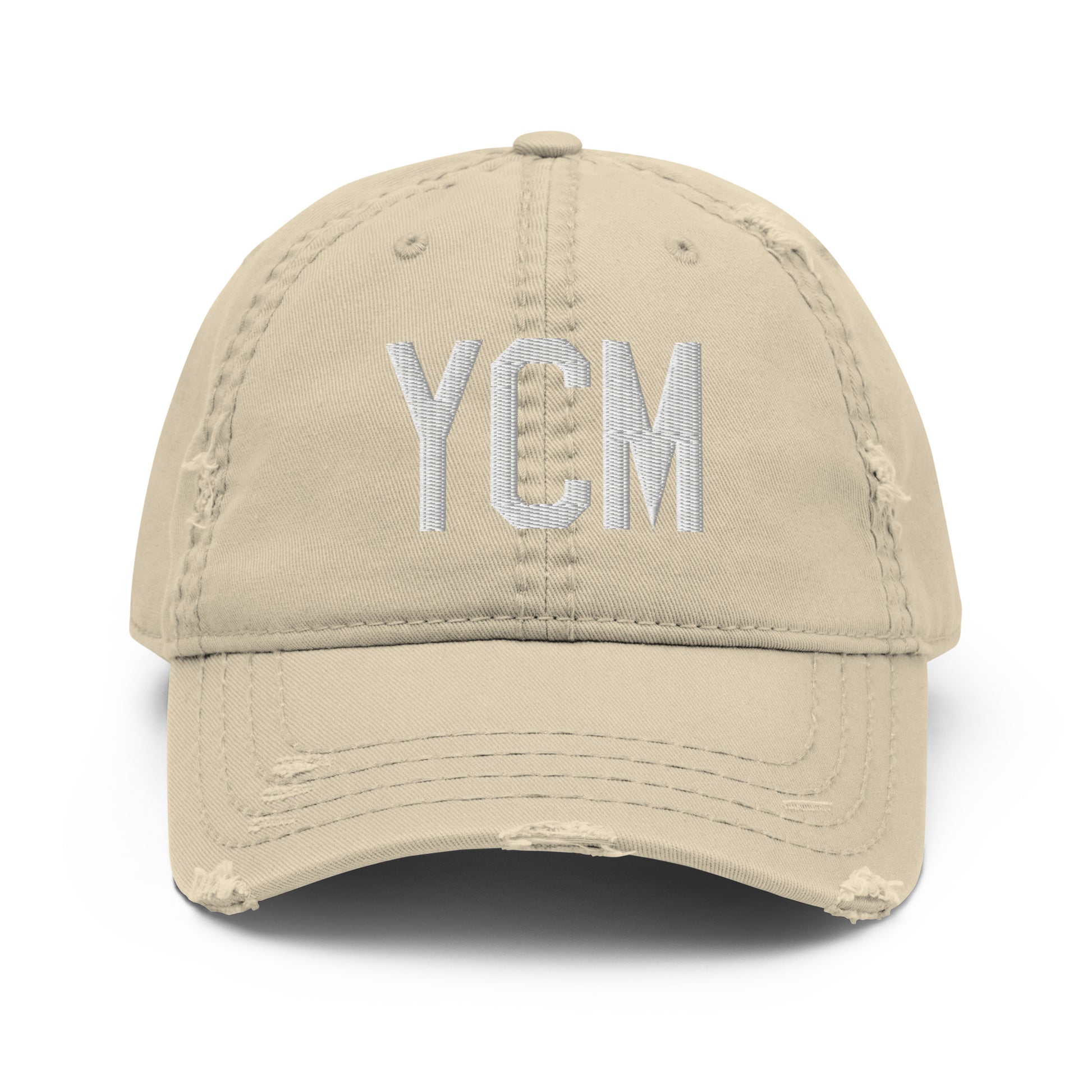 Airport Code Distressed Hat - White • YCM St. Catharines • YHM Designs - Image 18