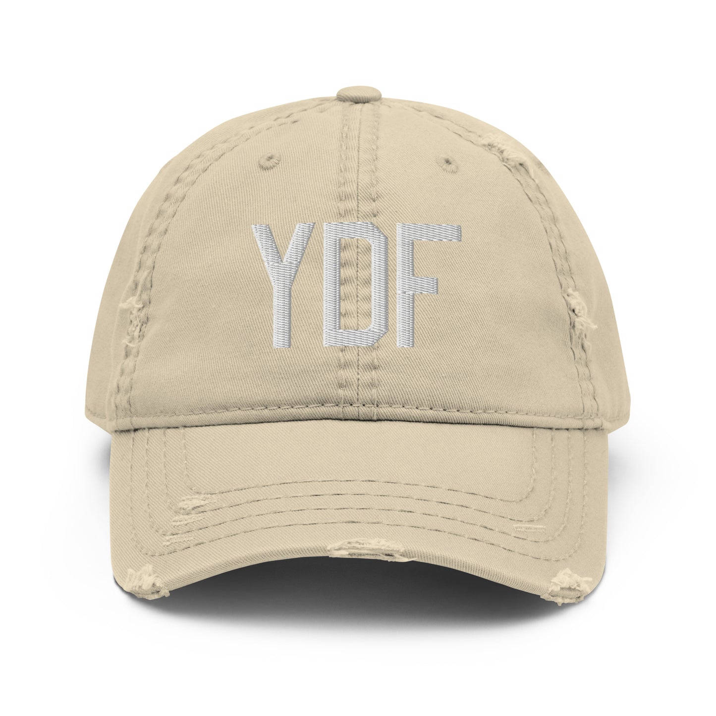 Airport Code Distressed Hat - White • YDF Deer Lake • YHM Designs - Image 18