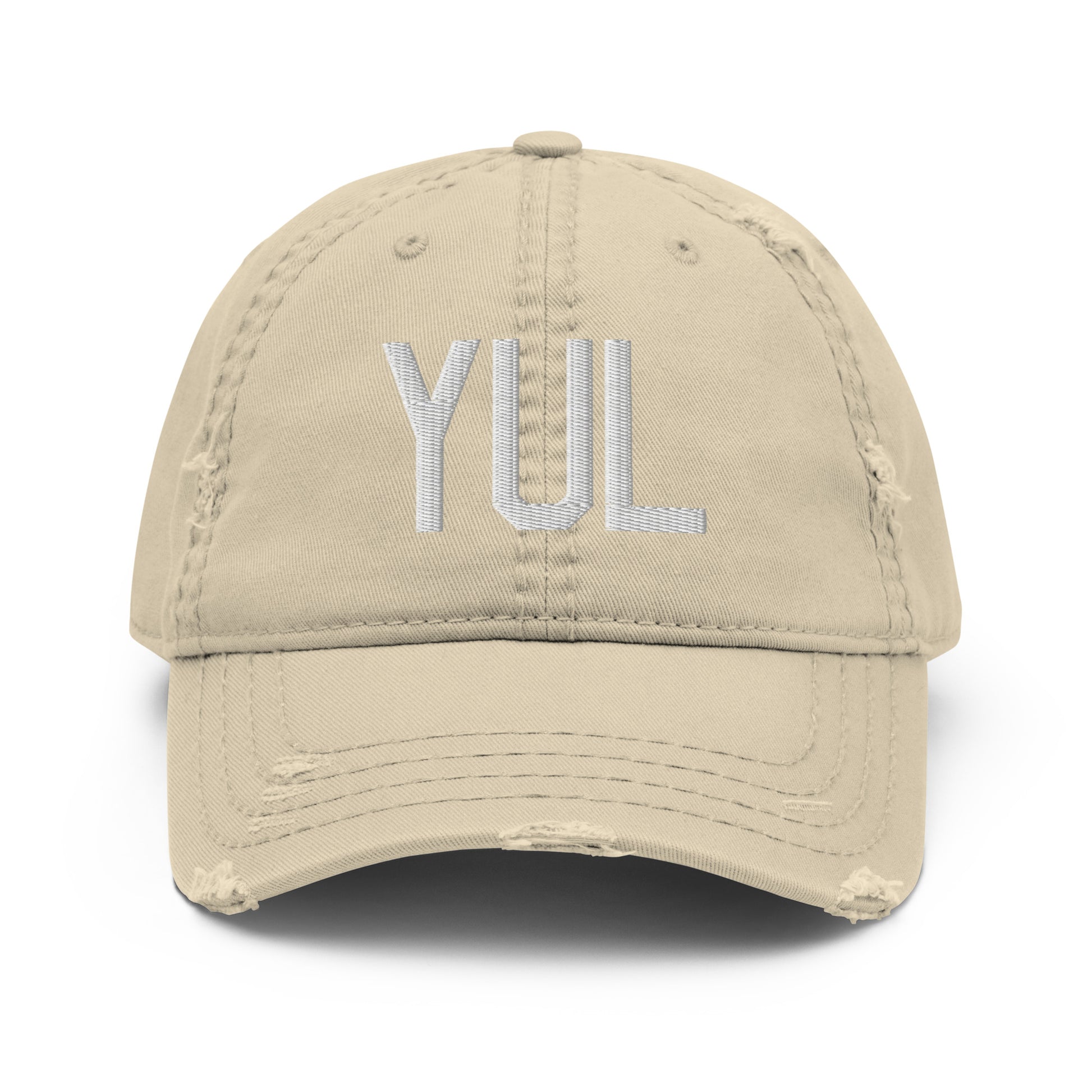 Airport Code Distressed Hat - White • YUL Montreal • YHM Designs - Image 18