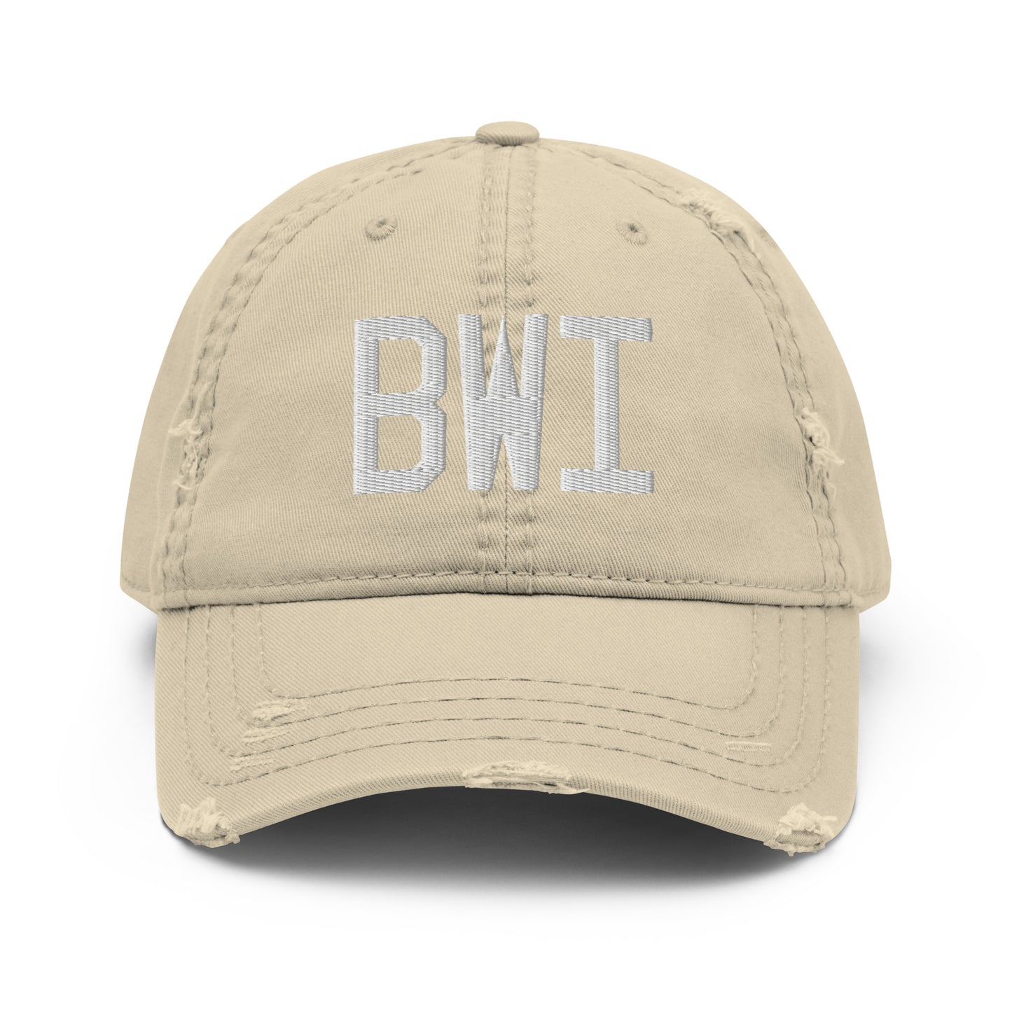 Airport Code Distressed Hat - White • BWI Baltimore • YHM Designs - Image 18