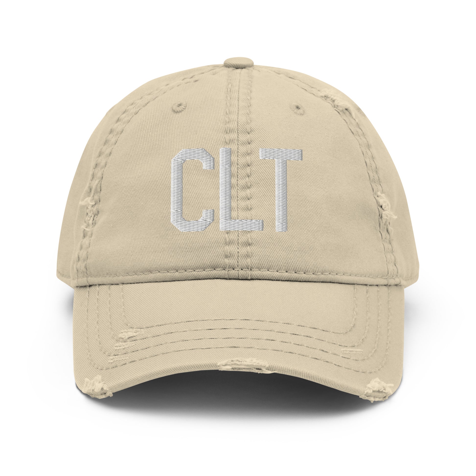 Airport Code Distressed Hat - White • CLT Charlotte • YHM Designs - Image 18