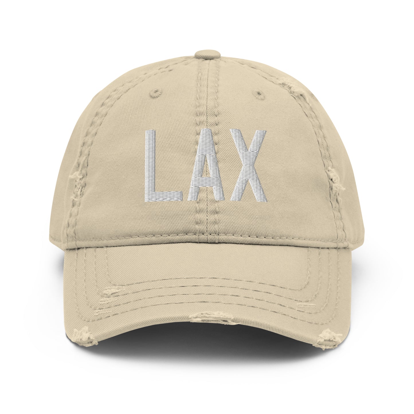 Airport Code Distressed Hat - White • LAX Los Angeles • YHM Designs - Image 18