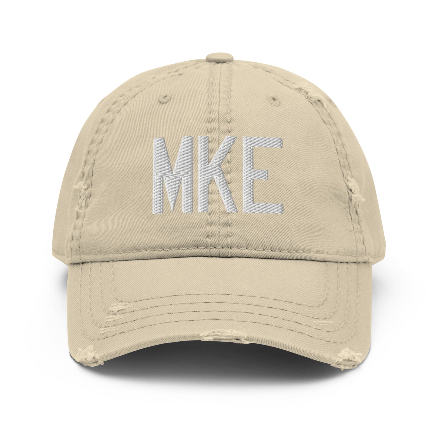 Airport Code Distressed Hat - White • MKE Milwaukee • YHM Designs - Image 18