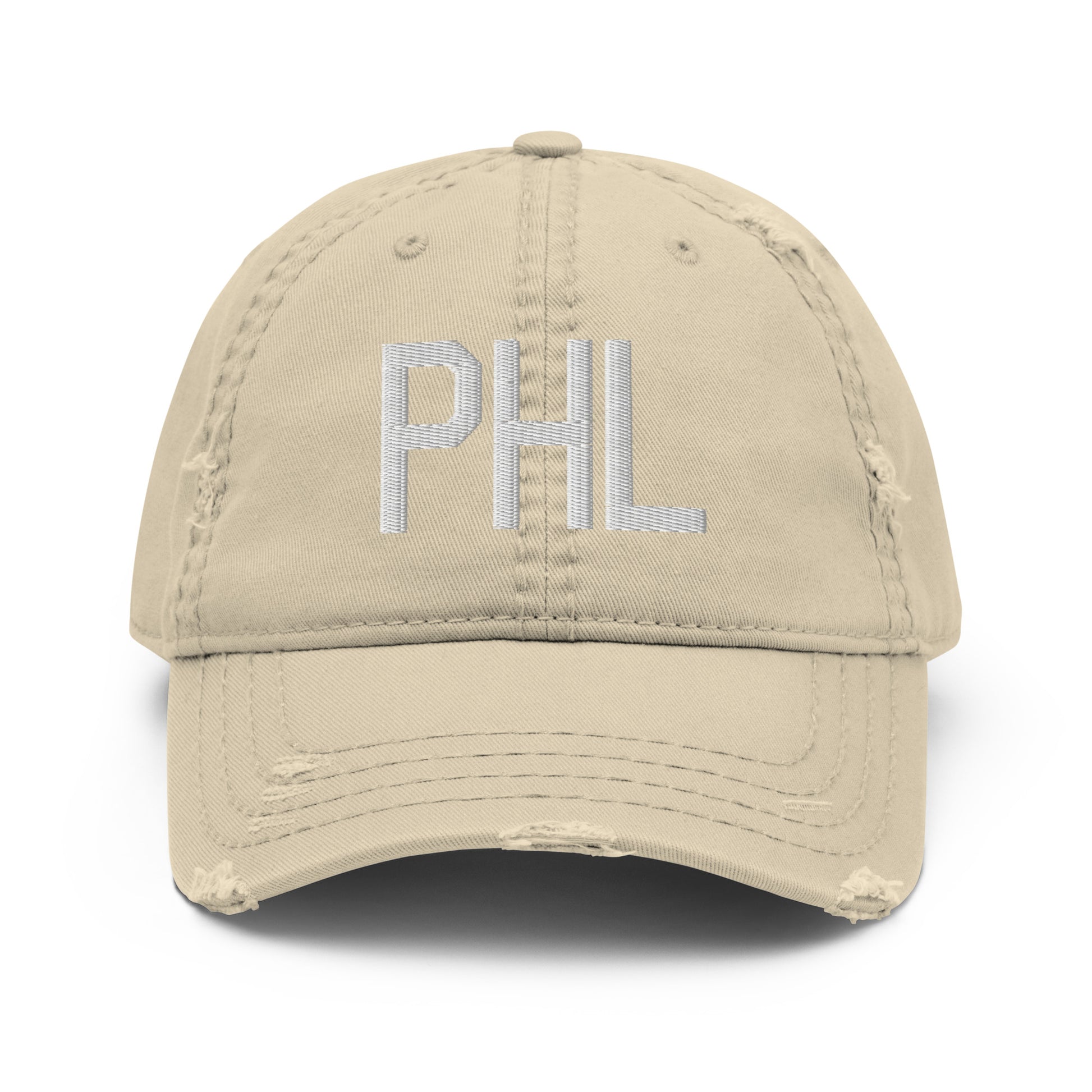 Airport Code Distressed Hat - White • PHL Philadelphia • YHM Designs - Image 18