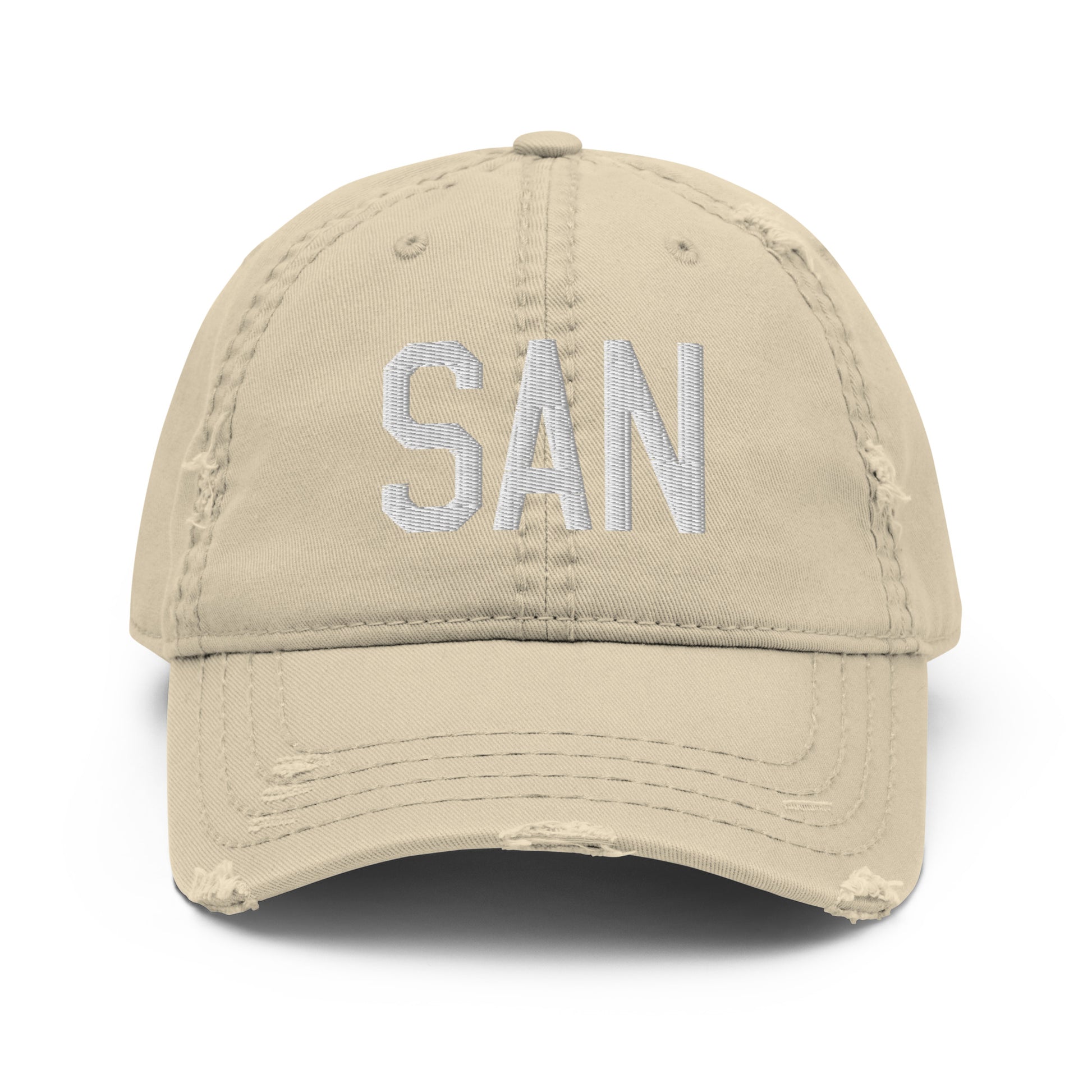 Airport Code Distressed Hat - White • SAN San Diego • YHM Designs - Image 18