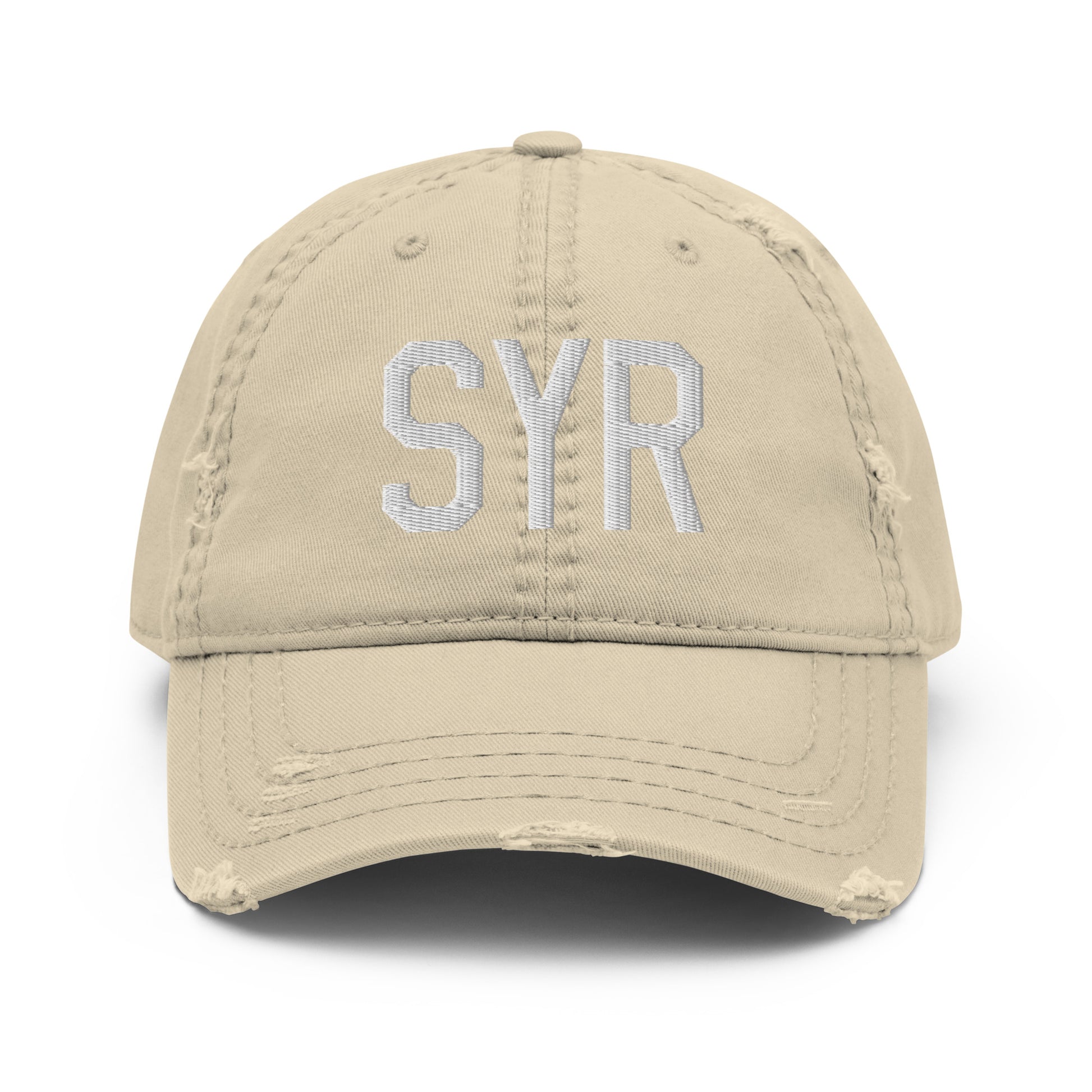 Airport Code Distressed Hat - White • SYR Syracuse • YHM Designs - Image 18