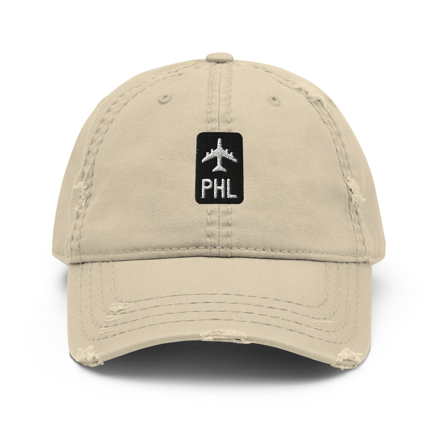 Jetliner Distressed Dad Hat • Khaki • PHL Philadelphia Souvenir • YHM Designs - Image 07