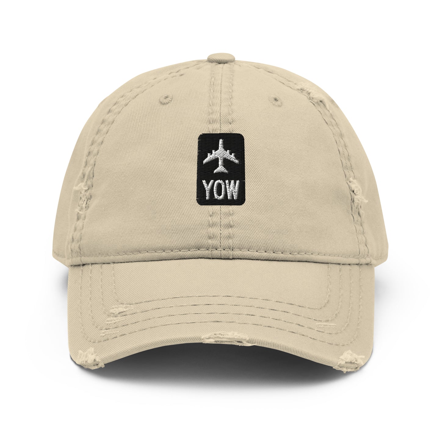 Jetliner Distressed Dad Hat • Khaki • YOW Ottawa • YHM Designs - Image 07