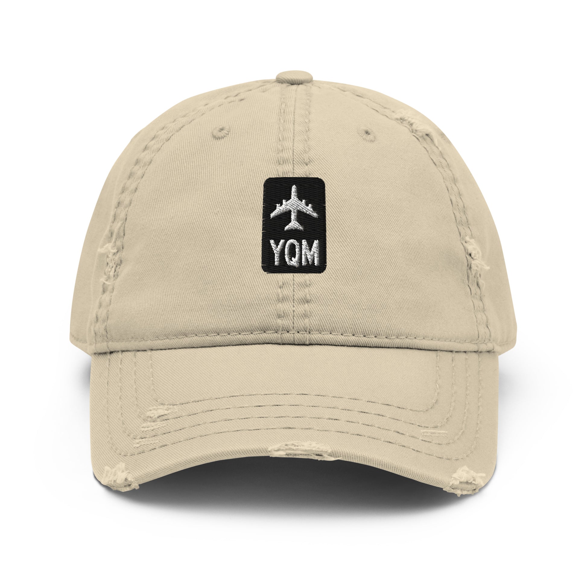 Jetliner Distressed Dad Hat • Khaki • YQM Moncton • YHM Designs - Image 07